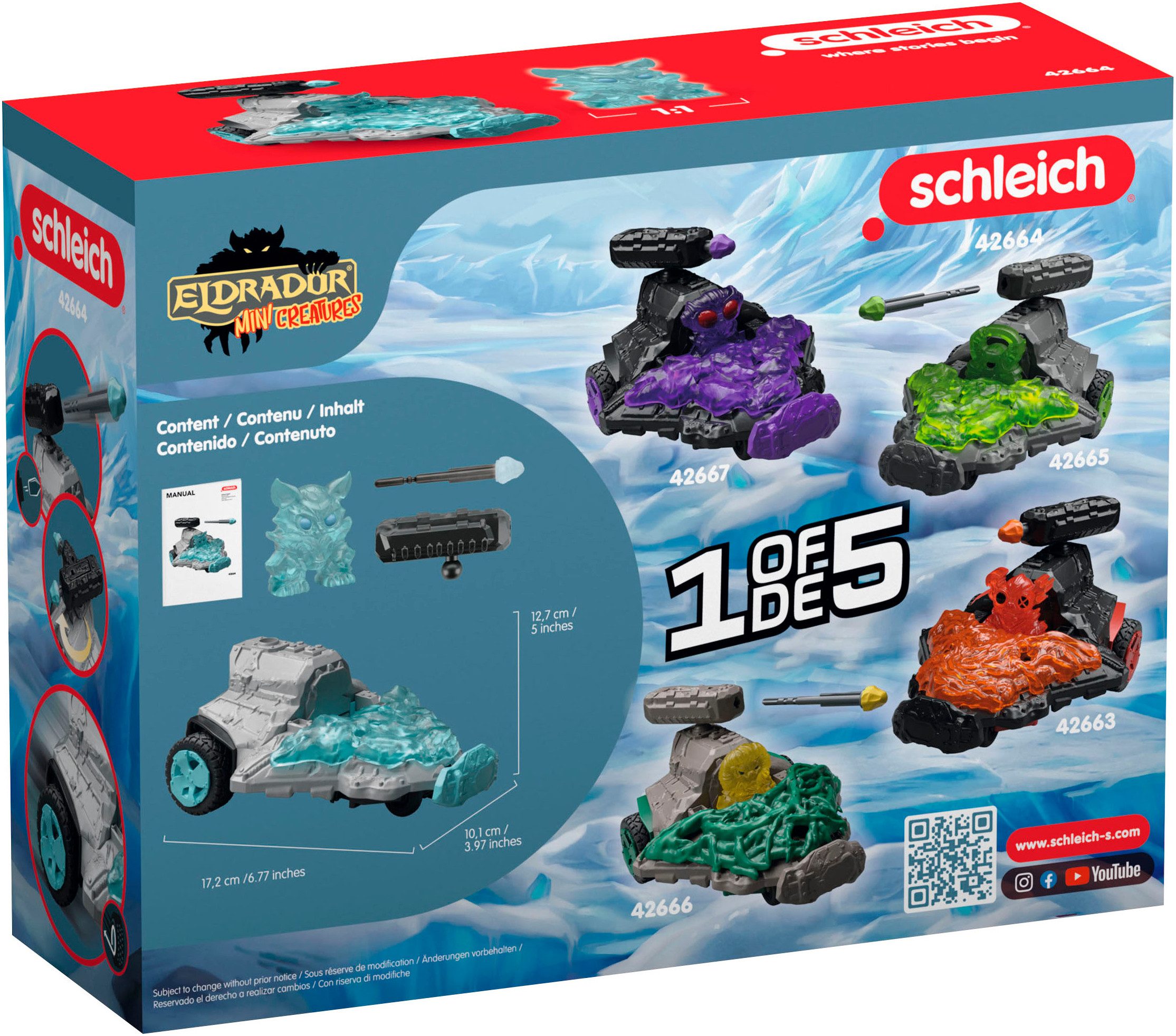 Schleich® Speelgoedauto ELDRADOR® CREATURES, Eis Düsenjet Fahrzeug mit Mini Cretaure (42664)