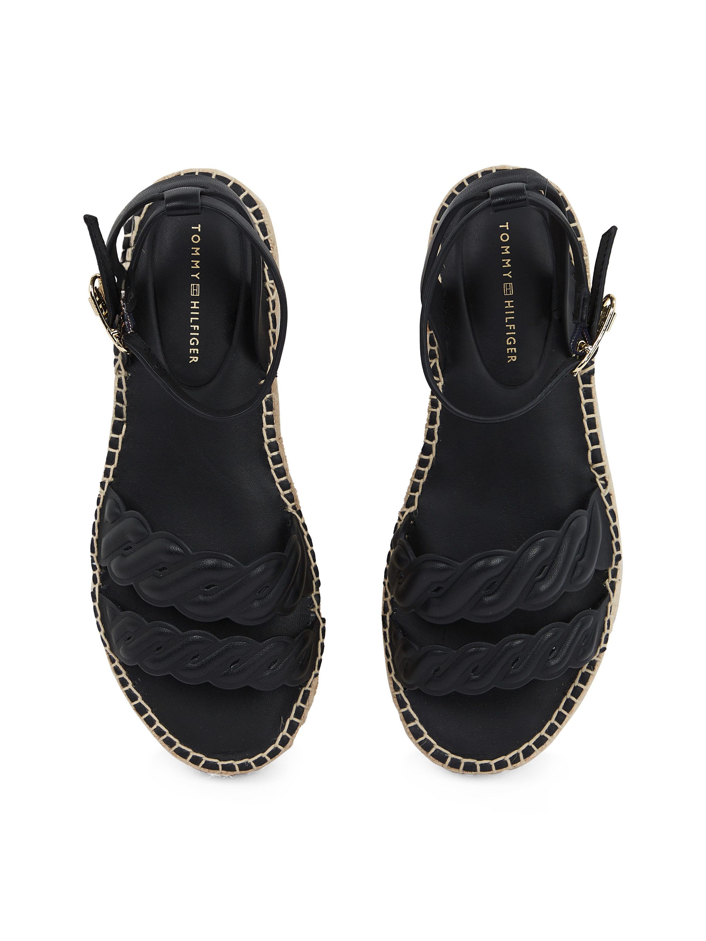 Tommy Hilfiger Sleehaksandaaltjes LEATHER ROPE REAL ESPAD SANDAL , plateau, zomerschoen, bandjessandaal met verstelbare gesp