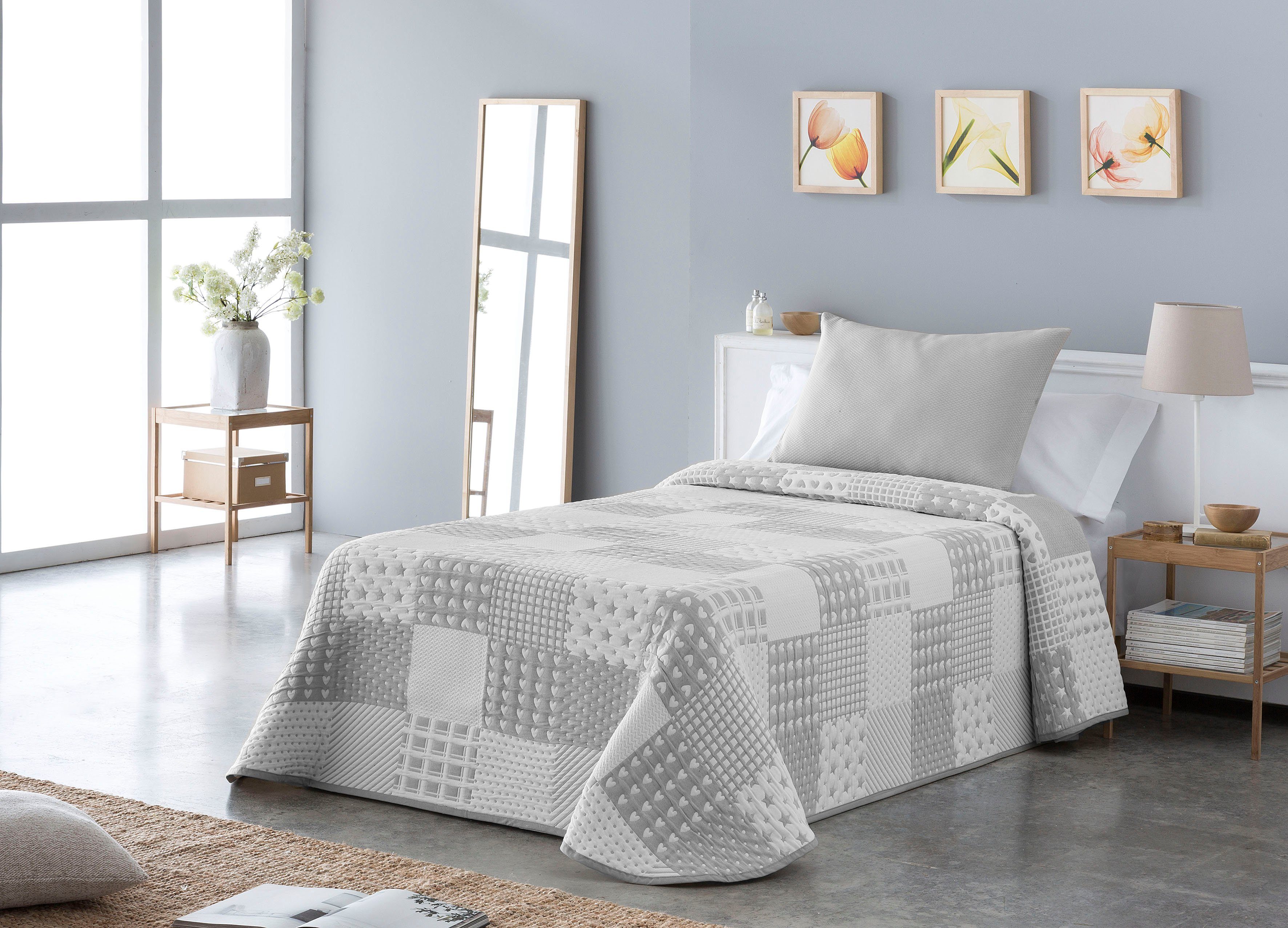 Lüttenhütt Sprei Gretje gestikte sprei voor kinderen, sprei in patchworkdesign