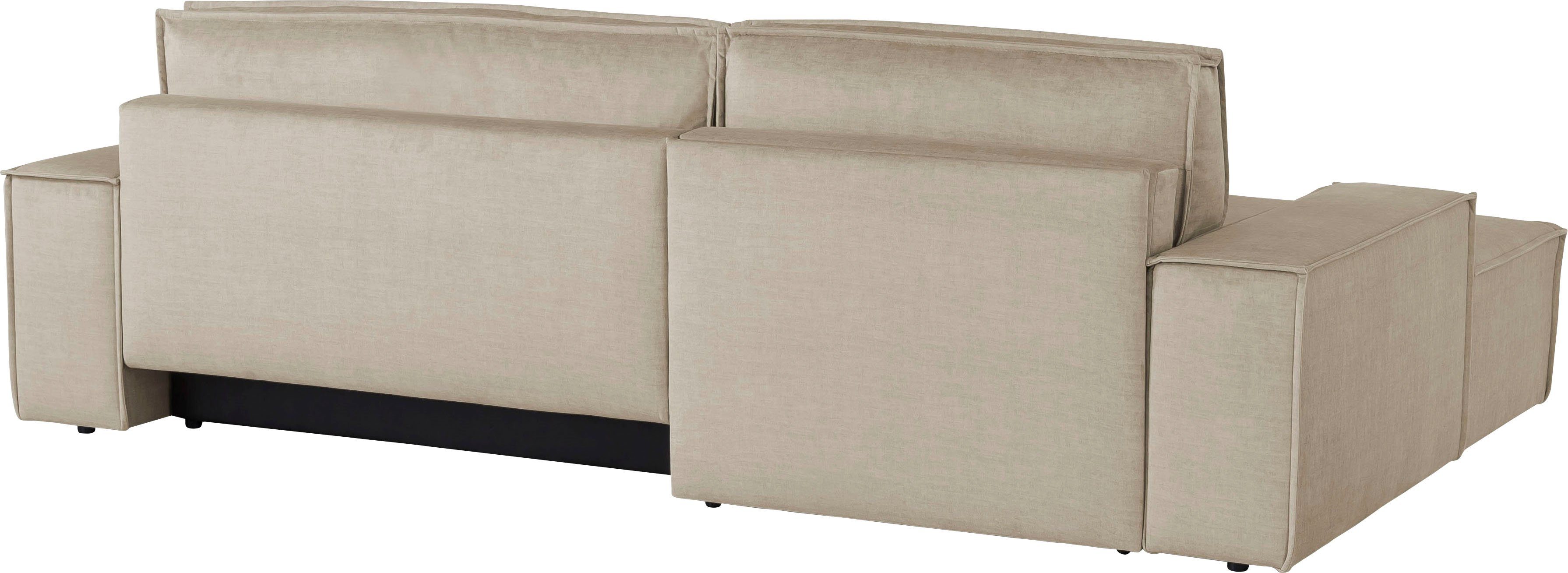 Home affaire Hoekbank SHERWOOD bedbank 267 cm, L-model, Slaapfunctie met bedlade (210x136 cm), cord, vintage, fluweel