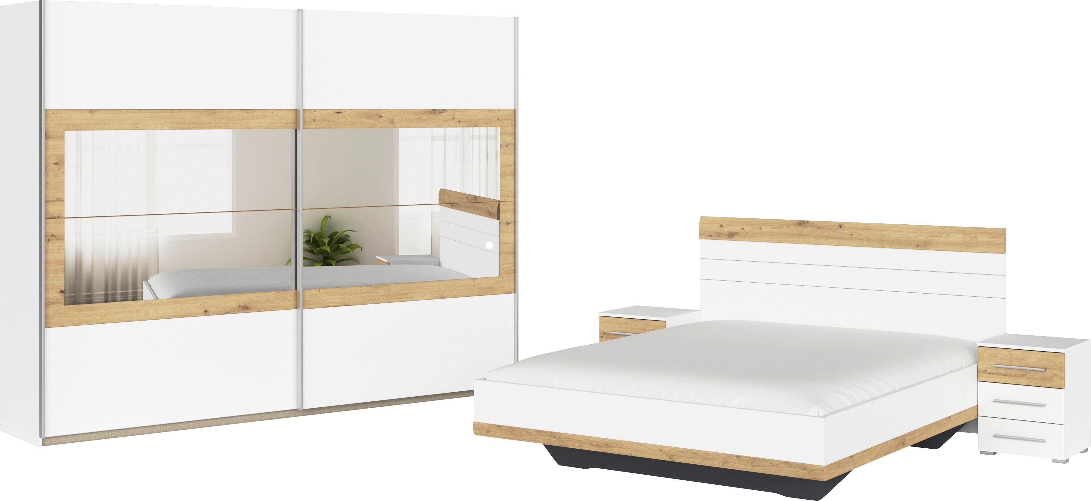 Rauch Slaapkamerserie Tarragona Kast in 3 breedtes, bed in 2 breedtes, 2 nachttafels MADE IN GERMANY (set)