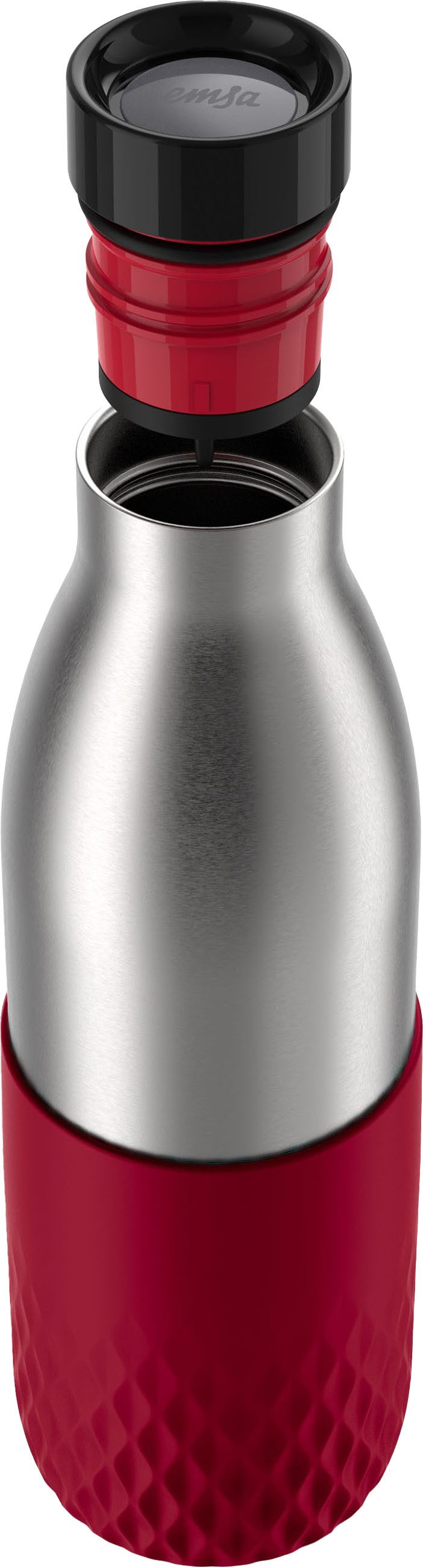 Emsa Thermosfles Bludrop Sleeve 0,7 liter, siliconen manchet, 360° drinkopening, 24 uur koud, 12 uur warm (1-delig)