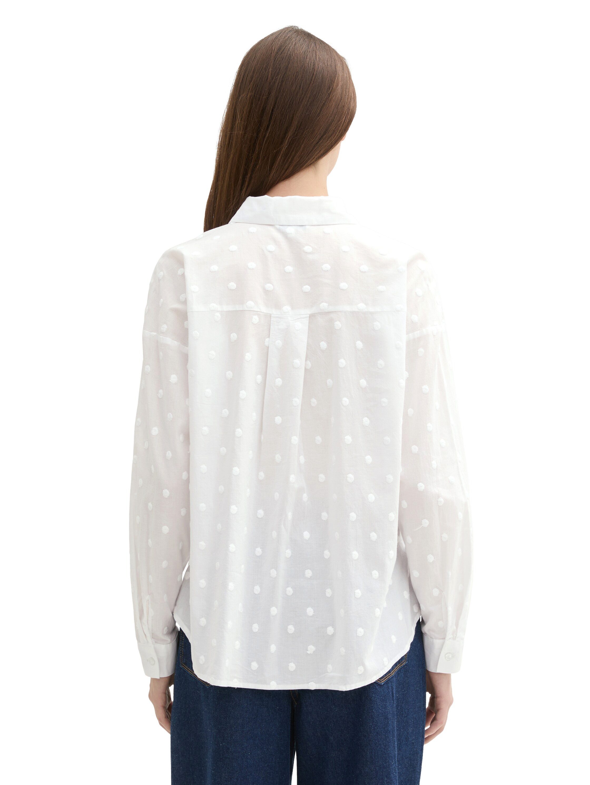 Tom Tailor Denim Blouse met lange mouwen met stippenborduurwerk