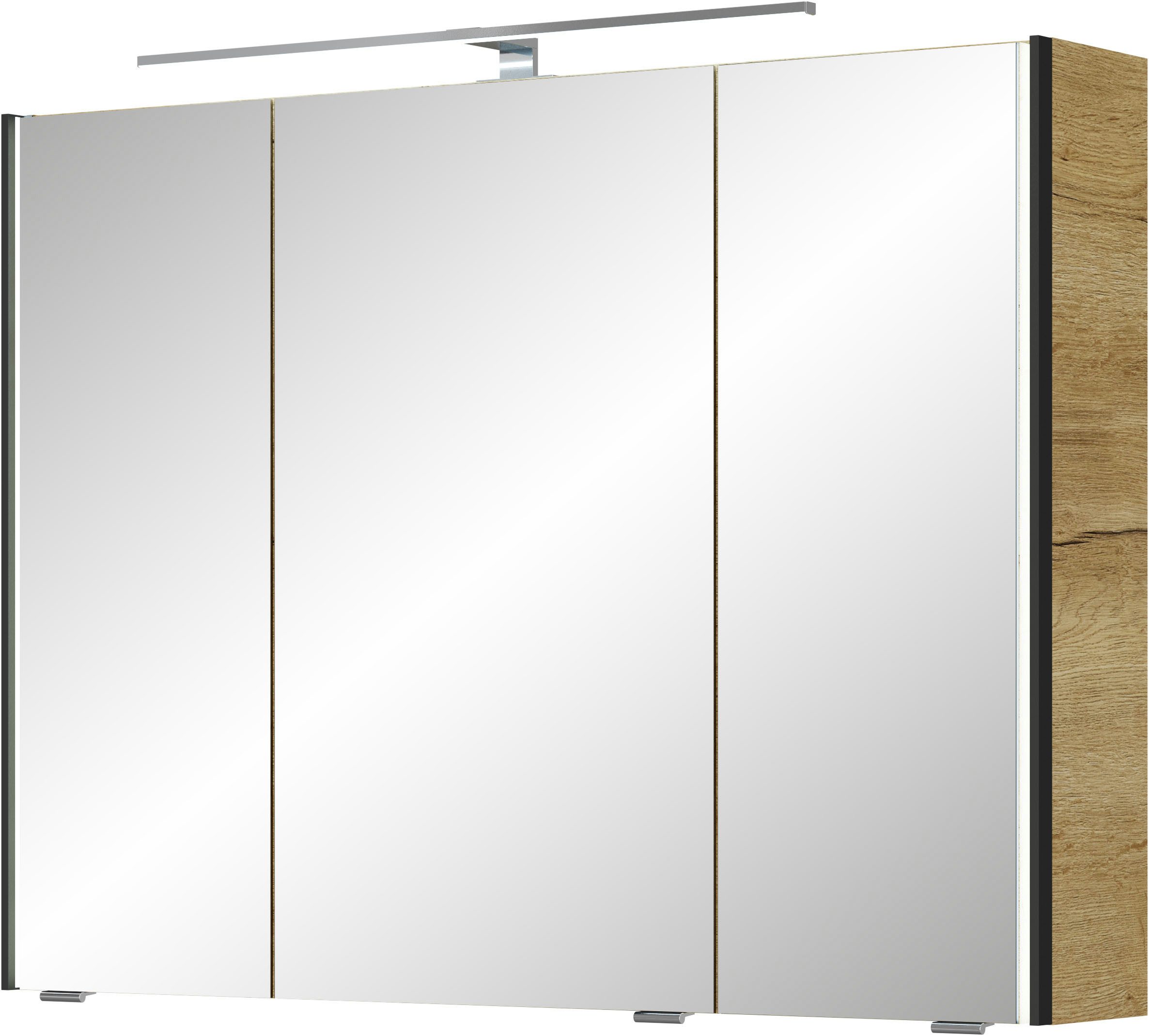 Saphir Badmeubelset Serie 7045 2-delig, mineraalmarmeren wastafel met led-spiegelkast (set, 2 stuks)