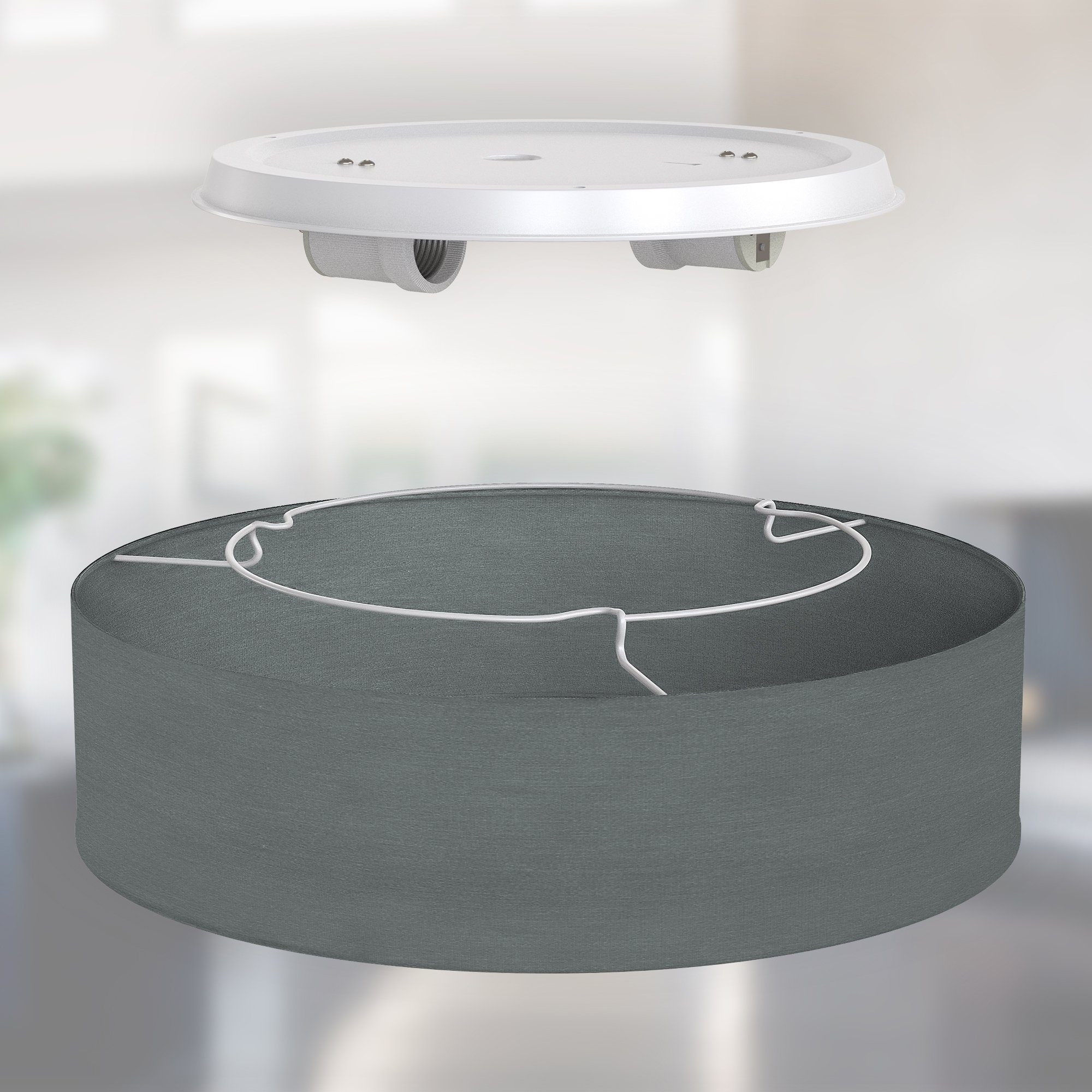 B.K.Licht Plafondlamp Plafondlamp, grijs, textielschaal, woonkamer, slaapkamer, E27