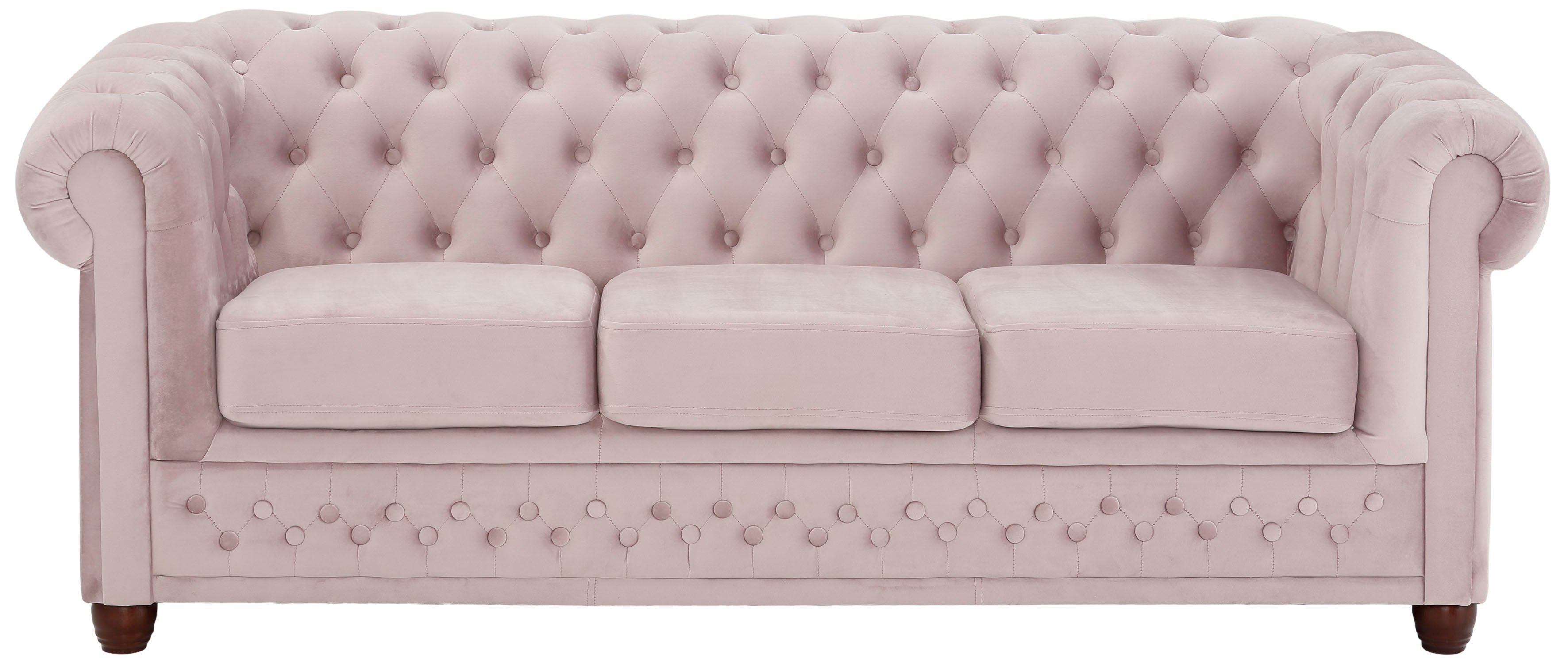 Home affaire Chesterfield-bank New Castle met hoogwaardige capitonnage in chesterfield-design, bxdxh: 203x86x72 roze, chesterfield banken, 203 cm