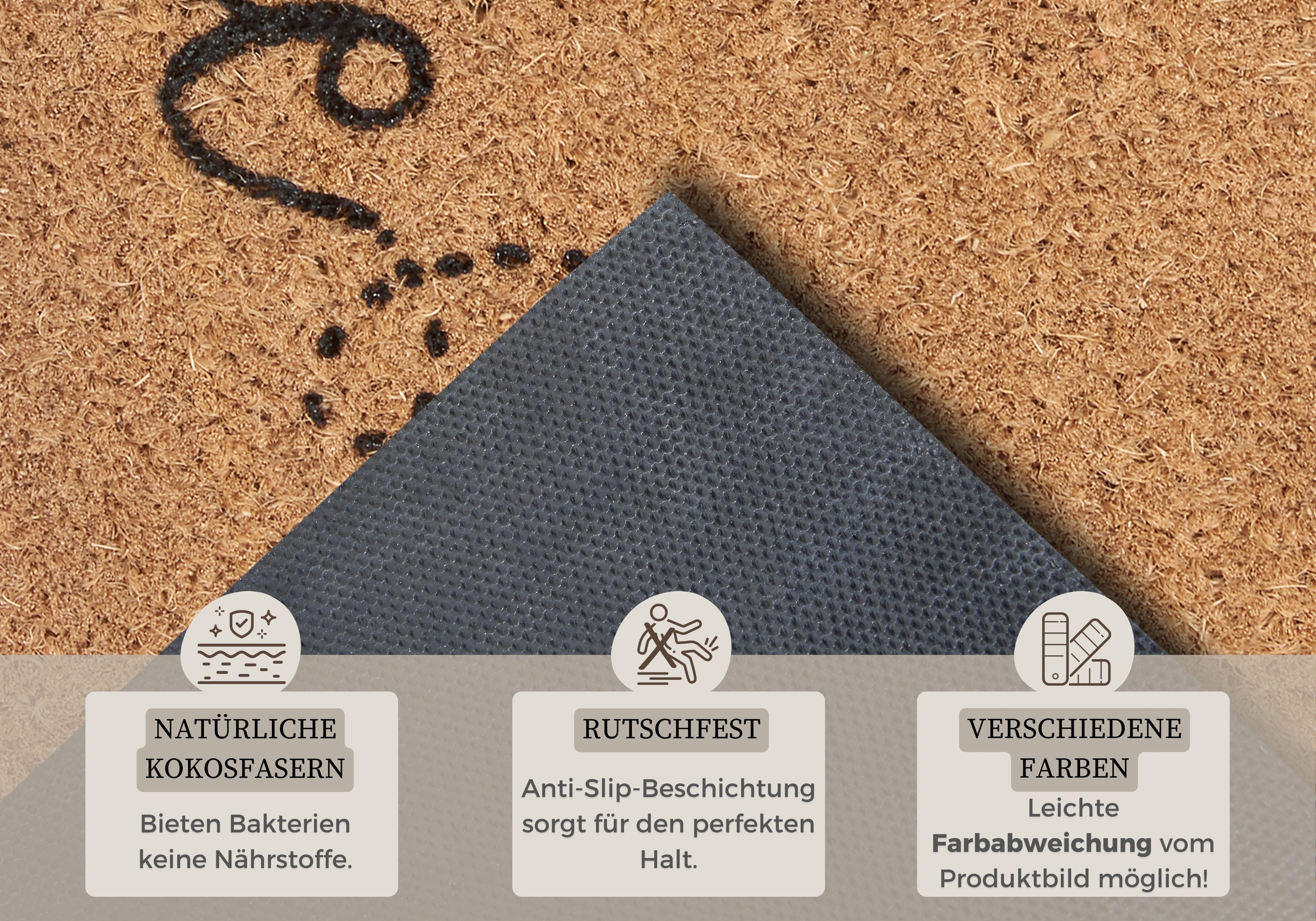 HANSE Home Mat Kokos Bee Welcome, deurmat Kokos, vuilopvangmat, outdoor, antislip, binnen, kokosmat, gang