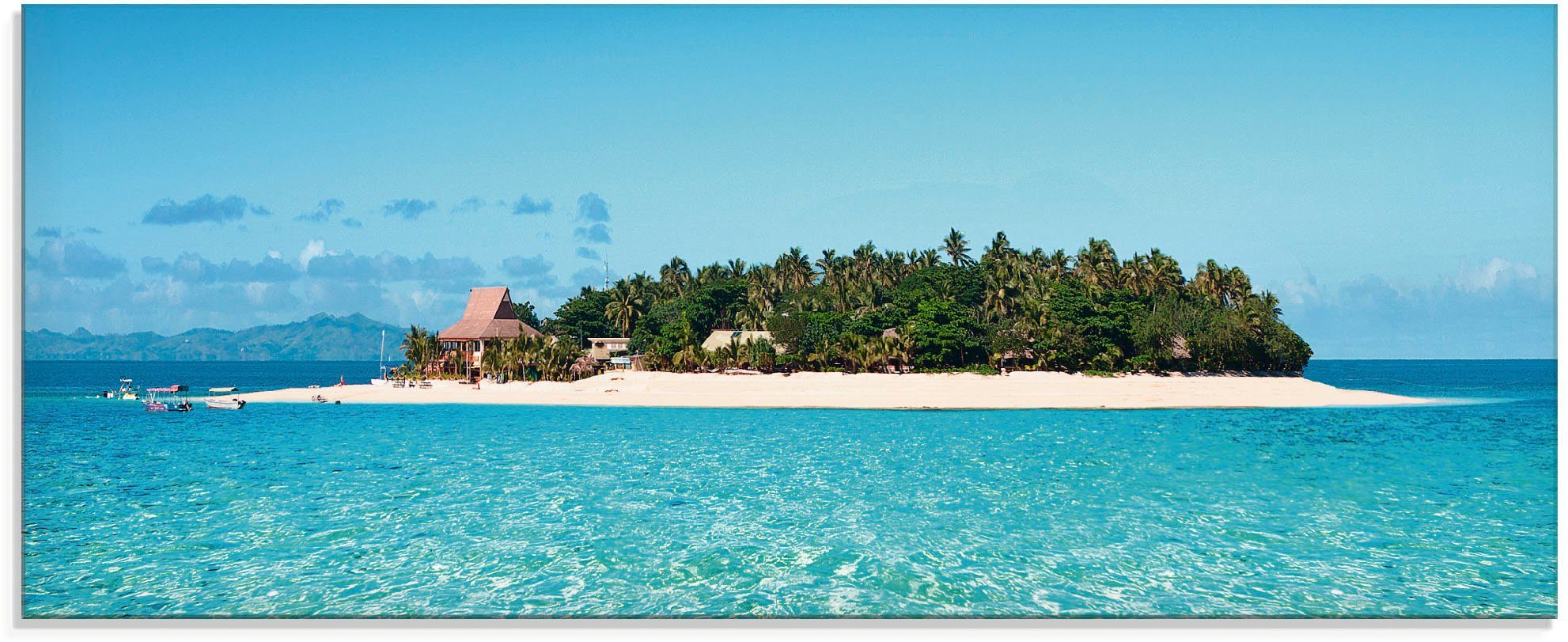 Artland Print op glas Verbluffend Fiji eiland en heldere zee (1 stuk)