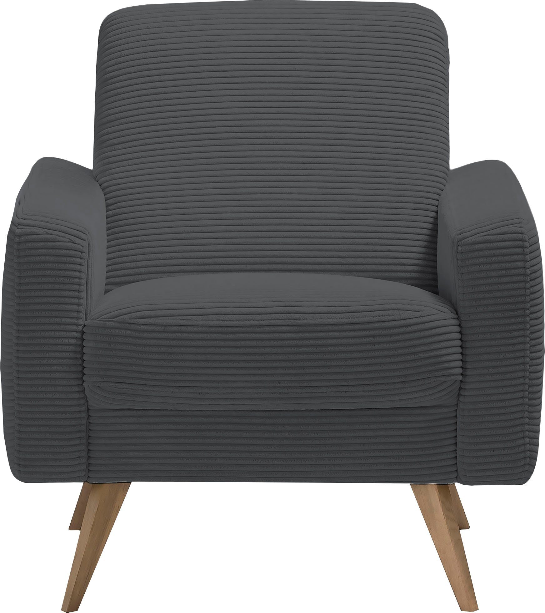 exxpo - sofa fashion Fauteuil Samso, loungestoel elegant en comfortabel, actuele cord bekleding fauteuils grijs
