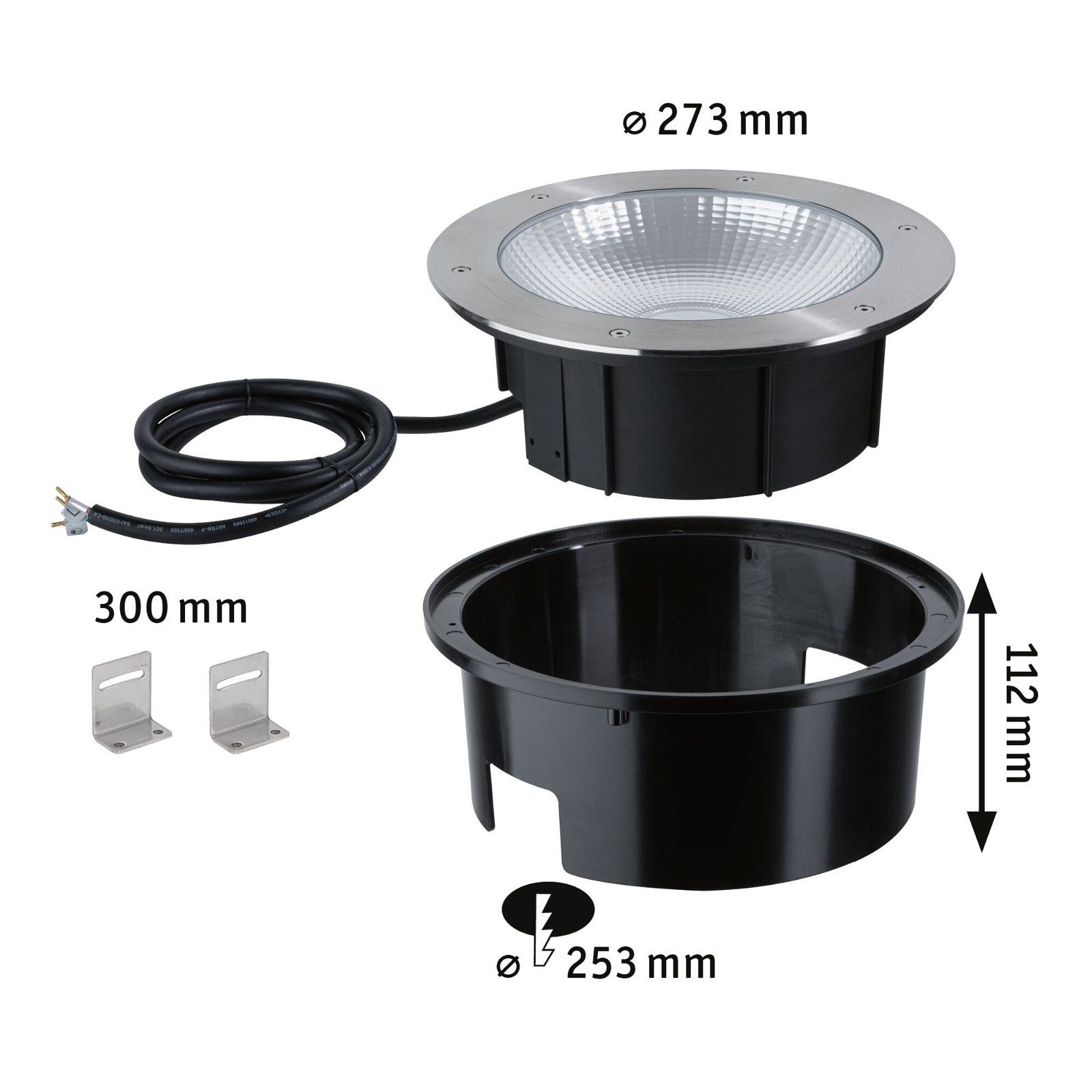 Paulmann Ledinbouwlamp Durea IP67 rond 273mm 3000K 15W 1040lm 230V roestvrij staal metaal (1 stuk)