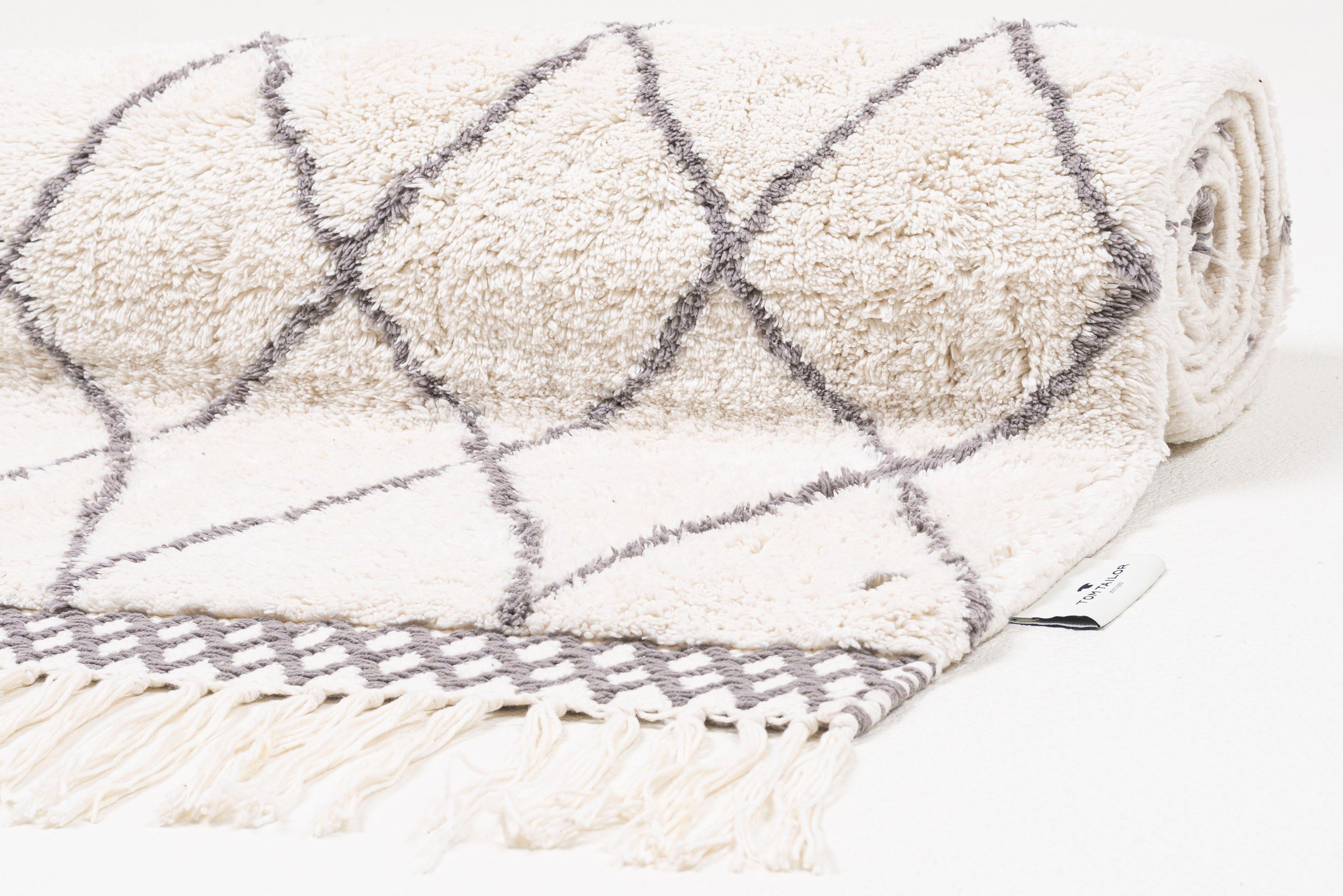 TOM TAILOR HOME Badmat Ethno Bath Badmat, Berber-look, ruitpatroon, met franjes, 100% katoen (1 stuk)