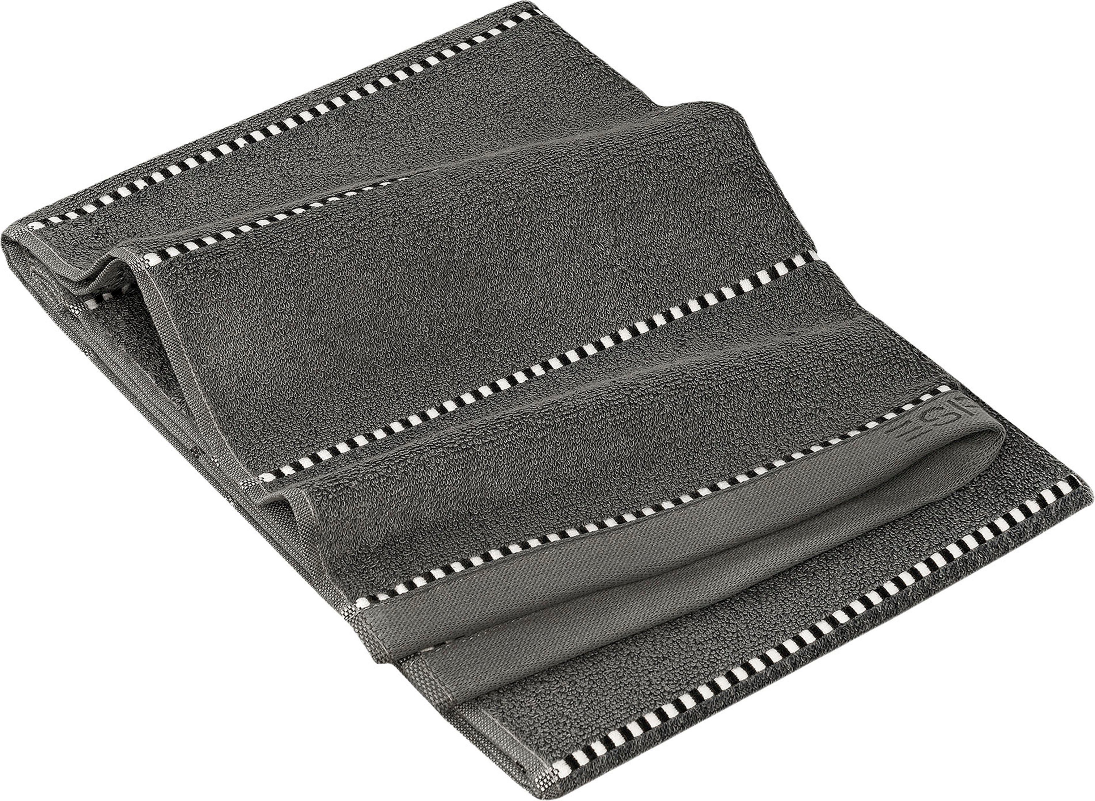 Esprit Handdoek Box Stripes hoog absorberend vermogen (2 stuks) handdoeken grijs