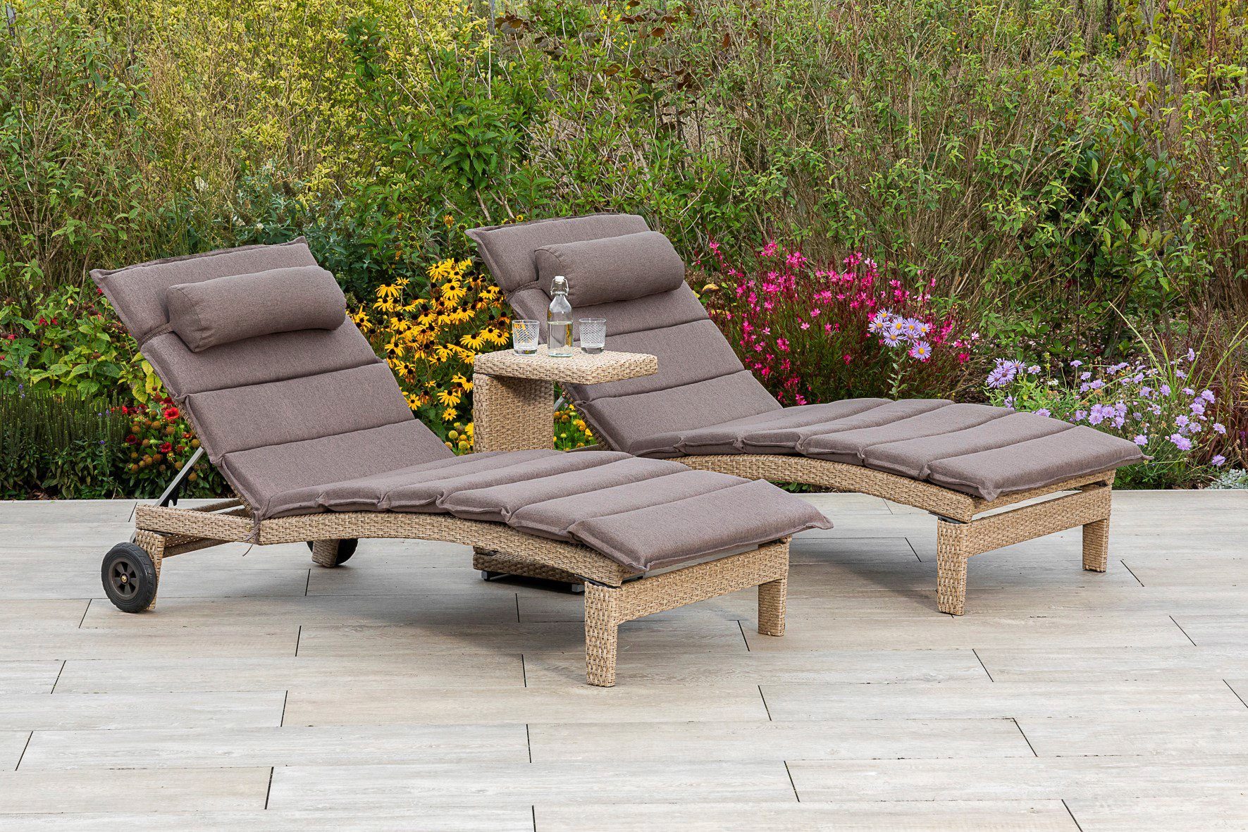 MERXX Tuin-eethoek ANDALUSIA 2 ligbedden met tafel (3-delig)