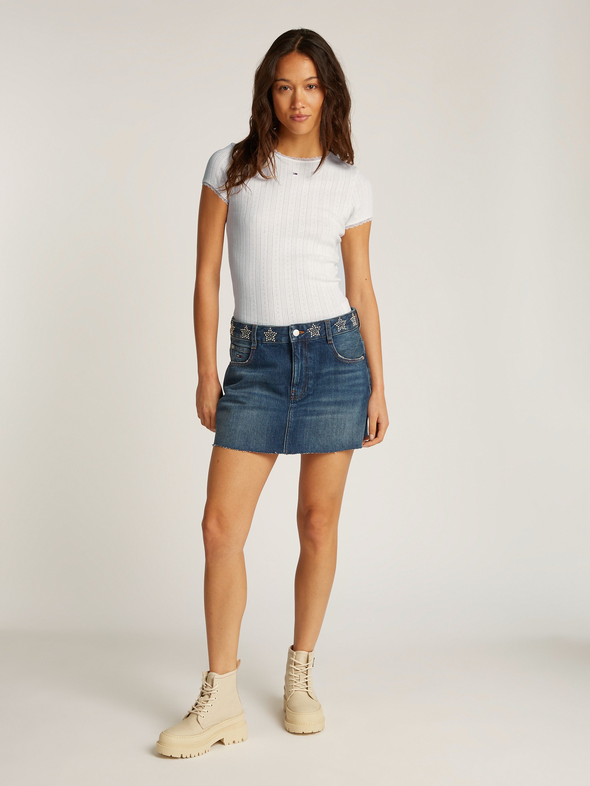 TOMMY JEANS T-shirt TJW SLIM POINTELLE RIB TEE