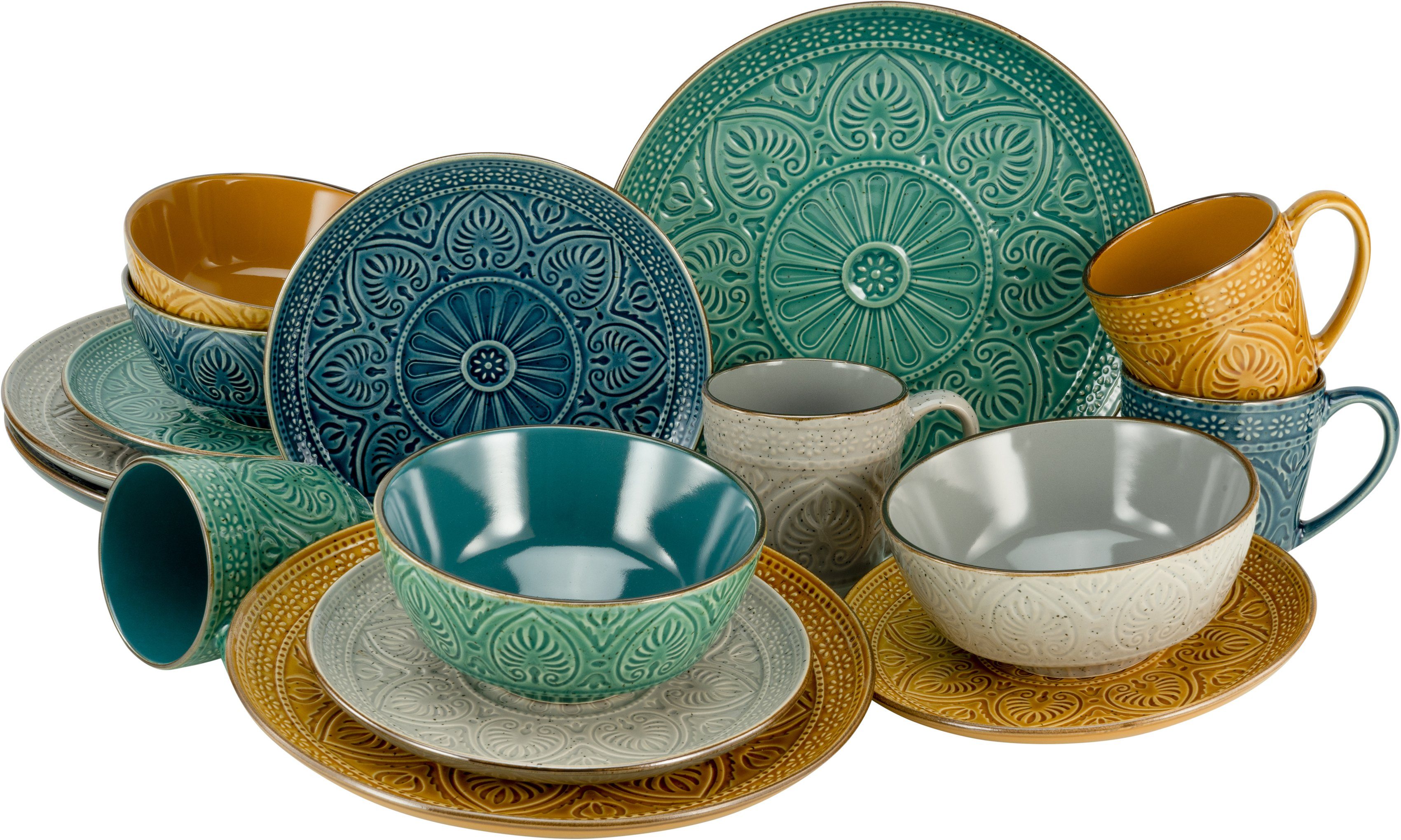 Otto CreaTable Combi-servies Samarkand Servies. ambachtelijk karakter. 16 delen. voor 4 personen (set. 16-delig) aanbieding