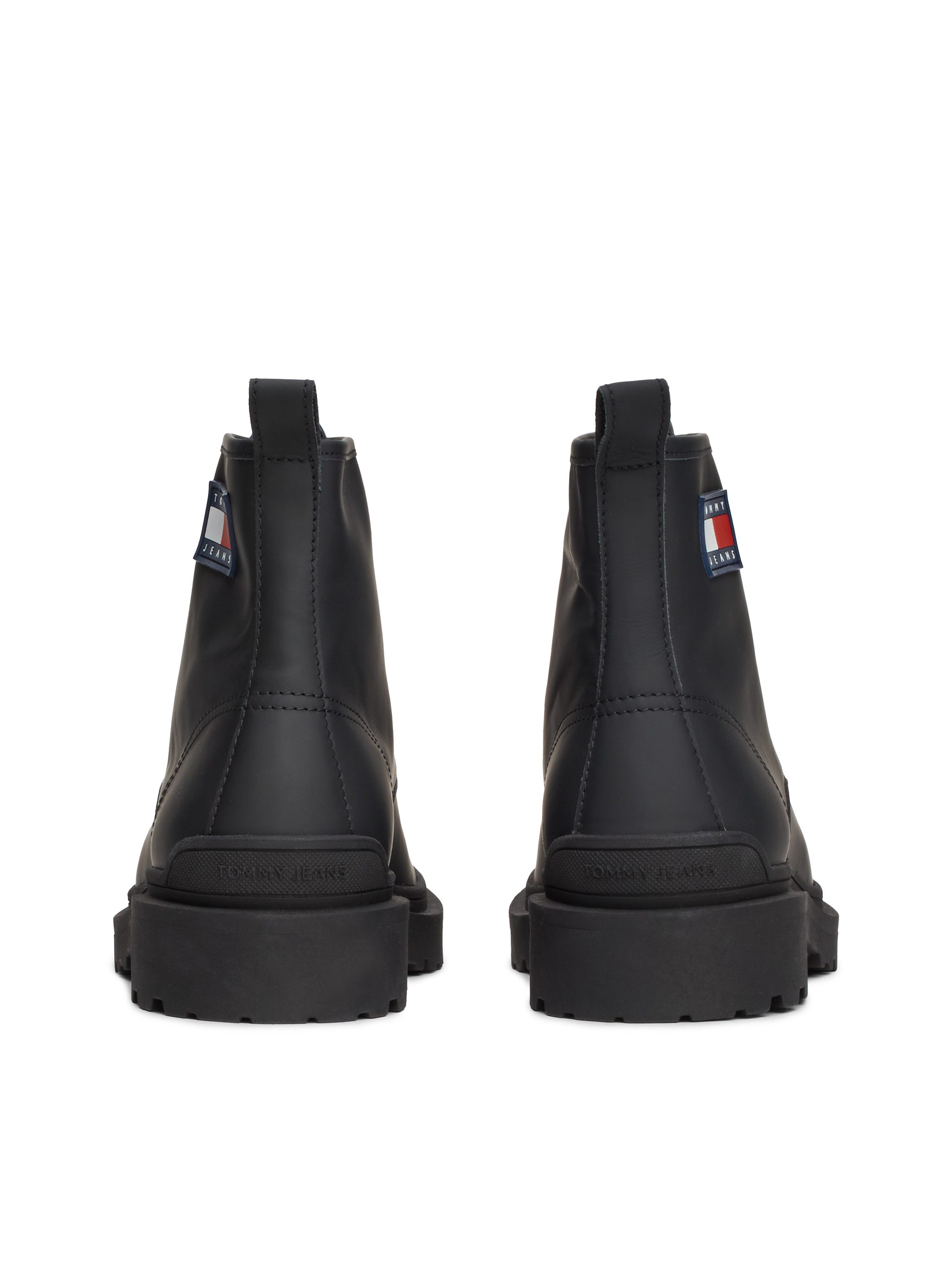 TOMMY JEANS Veterschoenen TJM LEATHER LACE UP BOOT hakken, veterschoenen met zijlogo-vlag