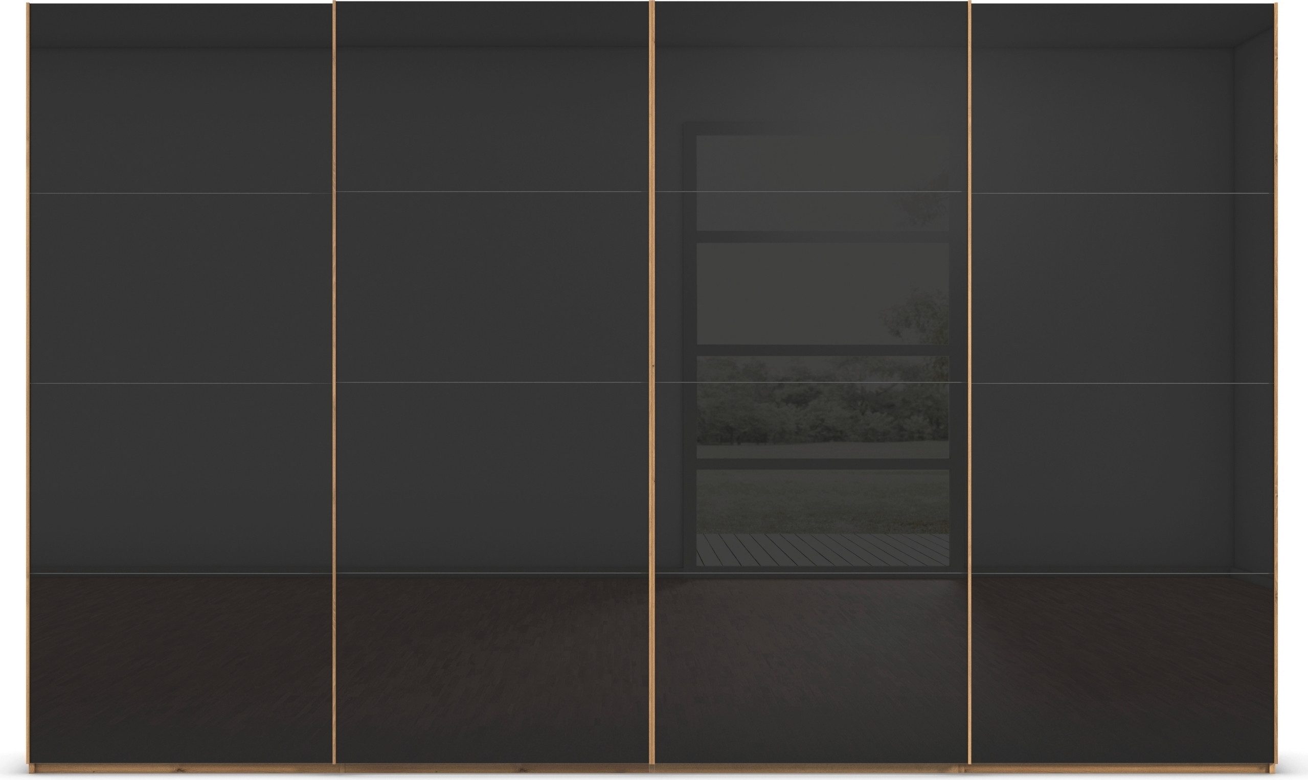 rauch Schuifdeurkast Kledingkast Kast Garderobe Slaapkamerkast SCALE-FYRA edel vierdelige deuren met glas-front veel kleuren made in germany