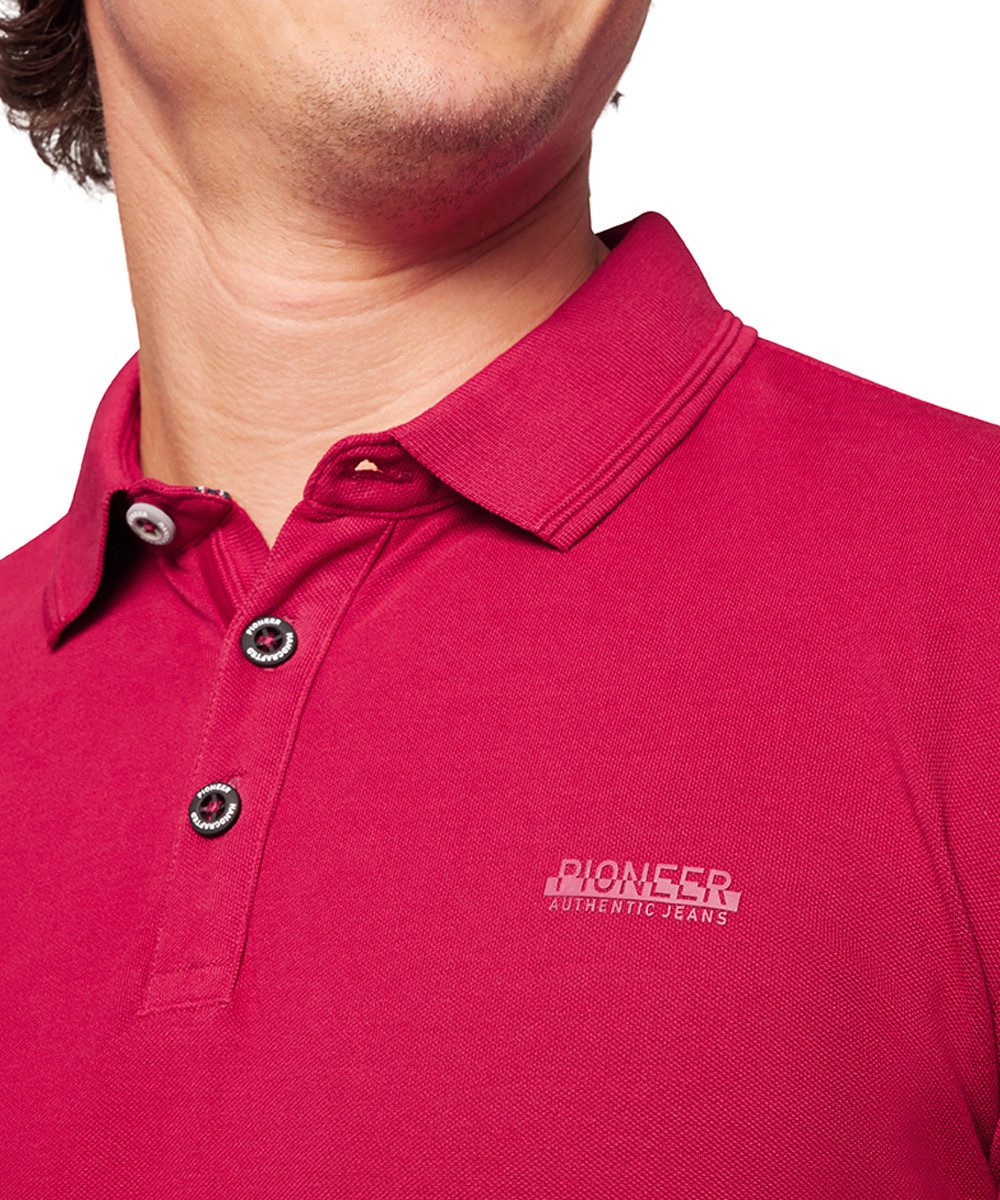 Pioneer Authentic Jeans Poloshirt met lange mouwen met kraag en knopenlijst