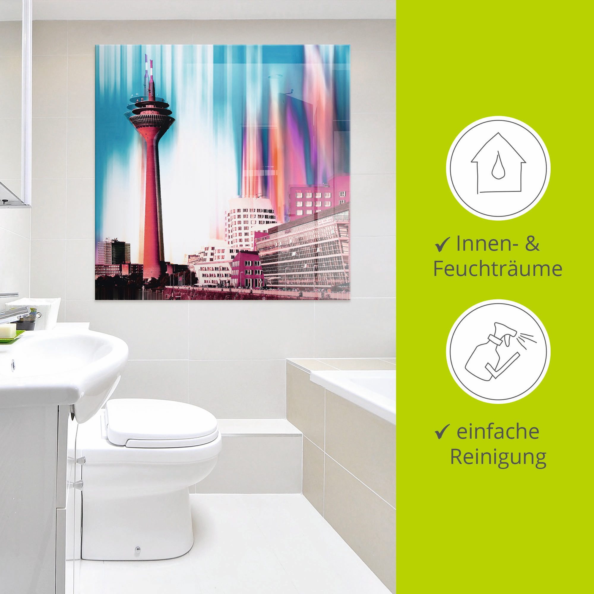 Artland Print op glas Düsseldorf skyline collage I