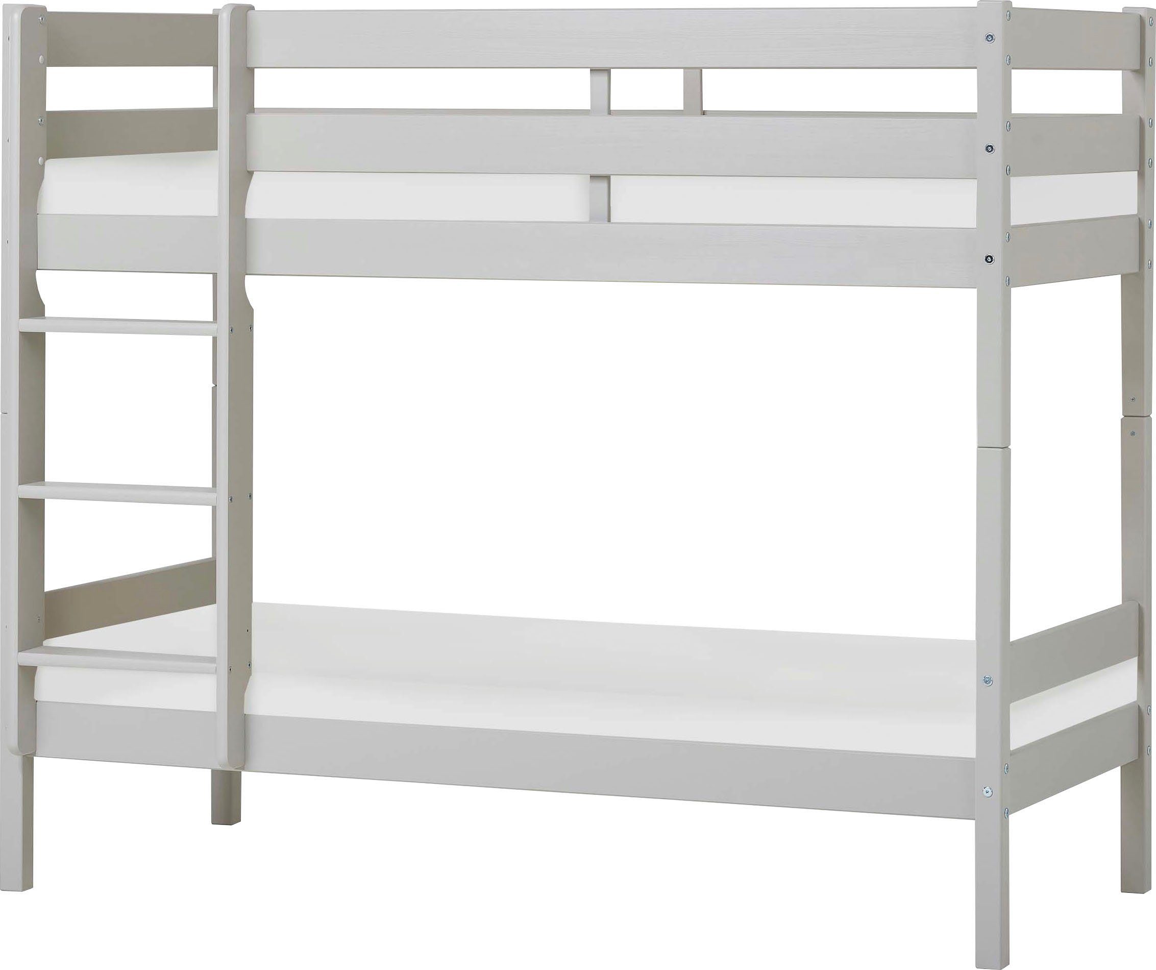Hoppekids Stapelbed Eco comfort kinderbed 90x200 of 70x160 van massief hout in 4 kleuren stapelbedden grijs