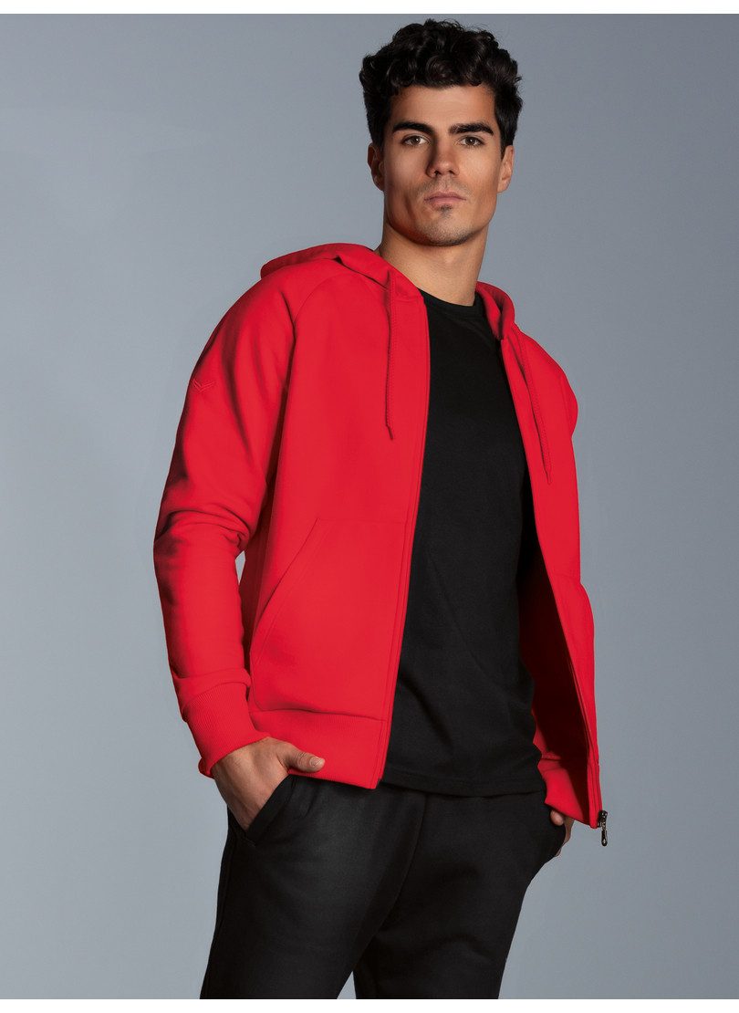 Trigema Sweatvest TRIGEMA sweatvest met capuchon (1-delig) heren sweatvesten maat 5XL rood