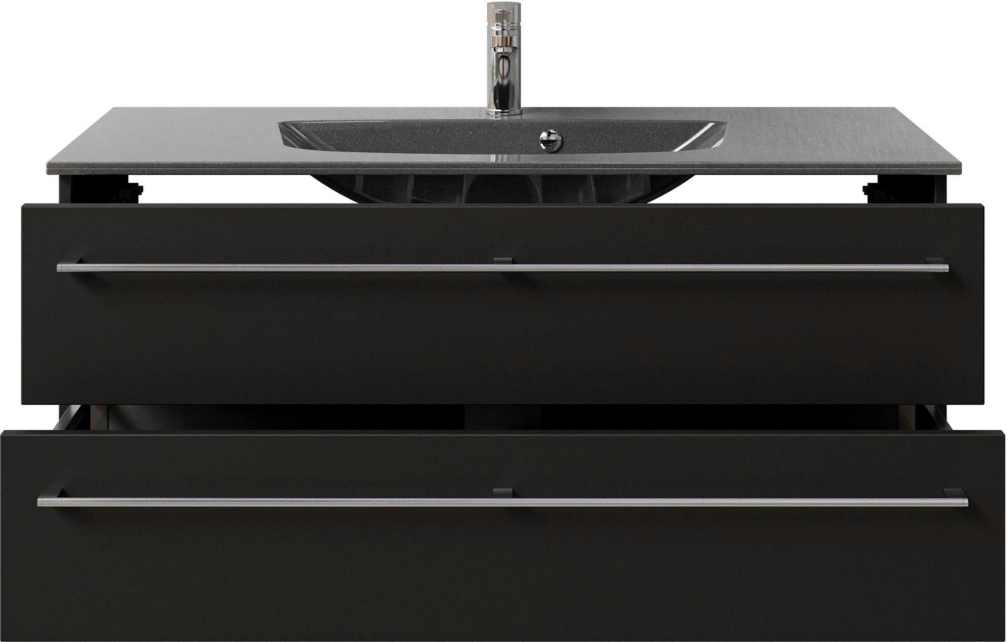 Saphir Wastafelonderkast Serie 6025 mineraalmarmeren wastafel met onderkast, 117 cm breed (2-delig)