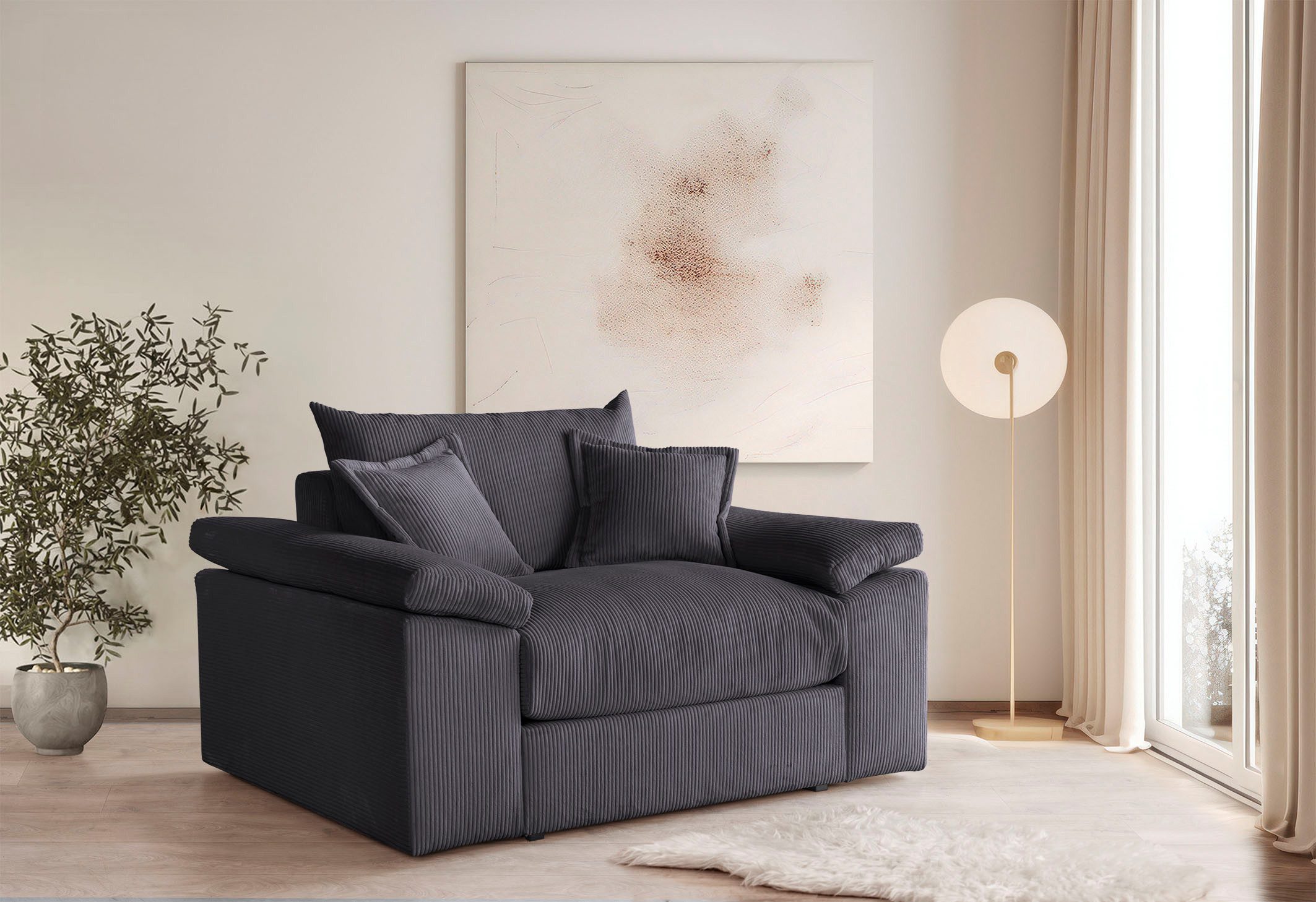 Home affaire XXL-fauteuil Soft&Cosy in corduroy, inclusief 2 sierkussens