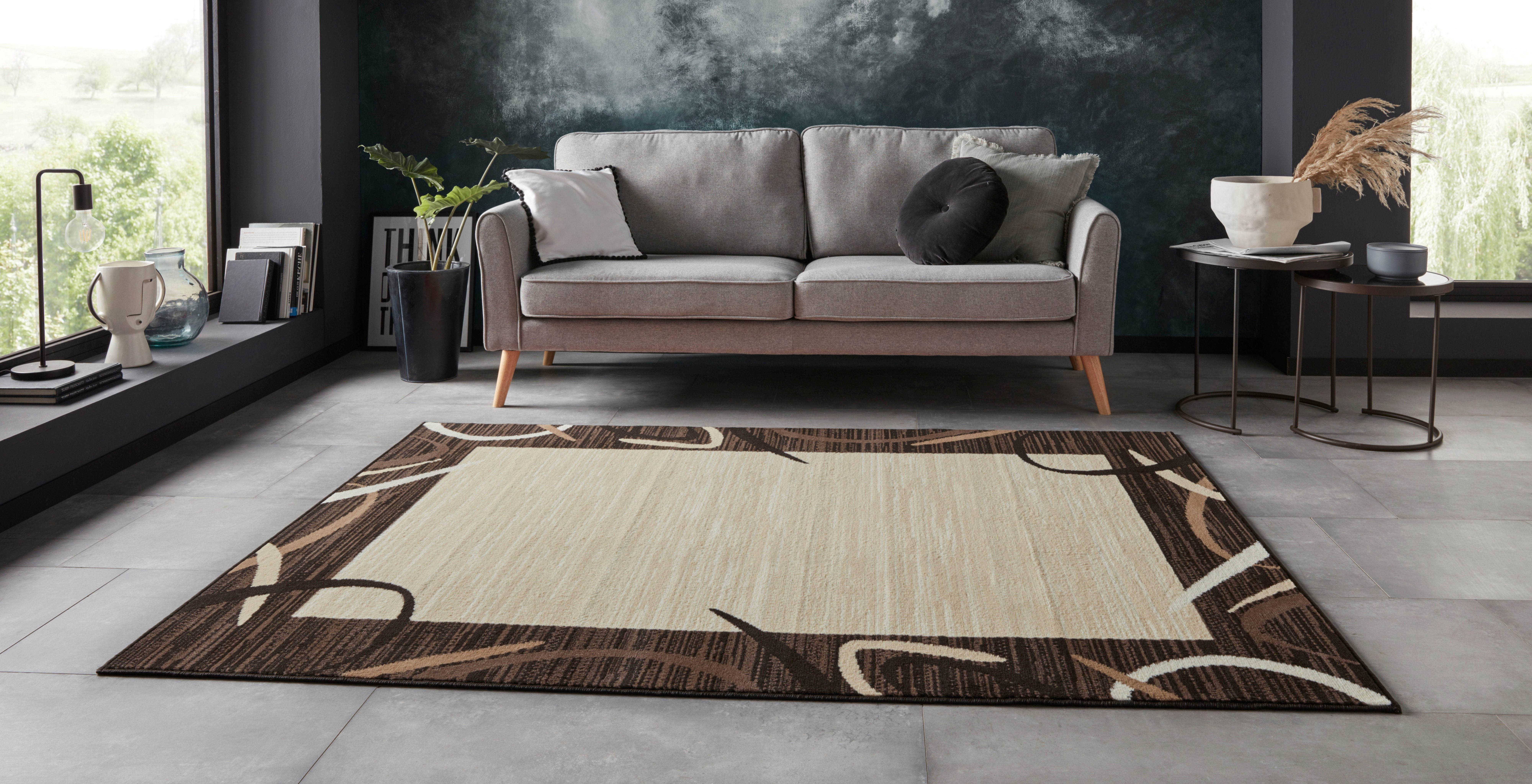 Home affaire Vloerkleed Edmund Korte pool, retro-look, afgehecht, met randdessin, robuust, gemakkelijk in onderhoud
