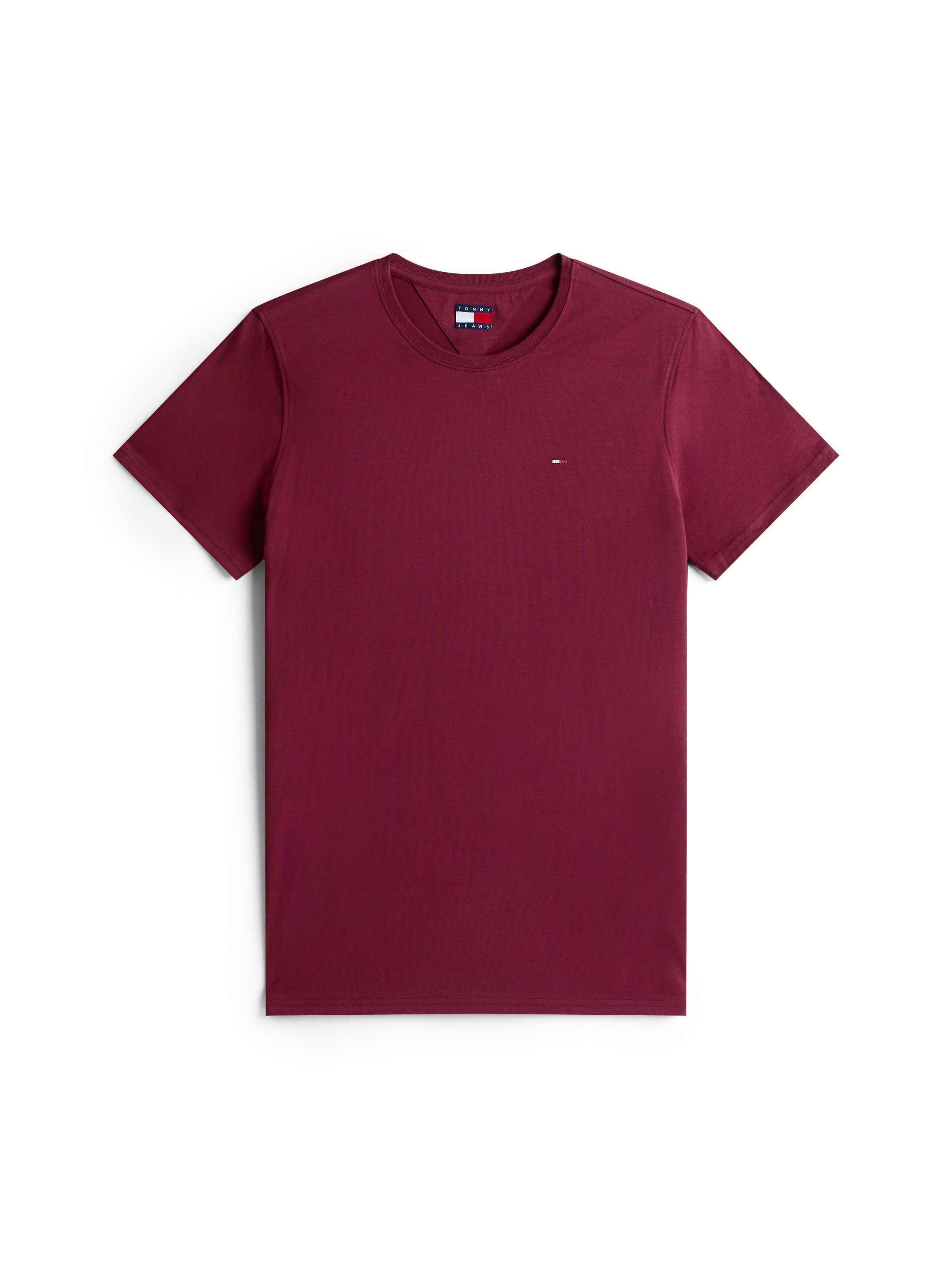 TOMMY JEANS T-shirt TJM ESSENTIAL SOLID TEE met ronde hals en subtiele logo-vlag