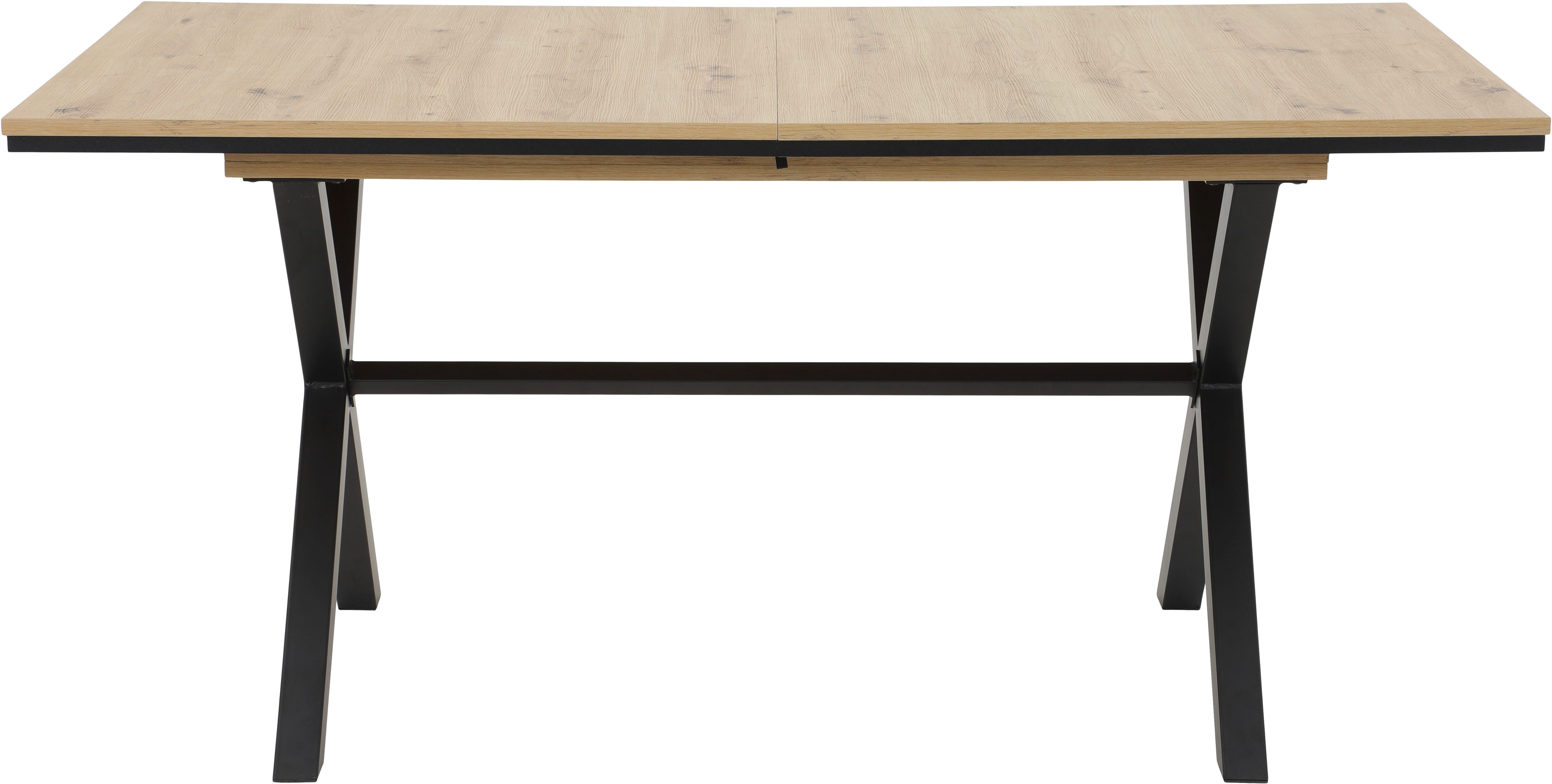 HELA Eethoek Saar Tafel 160-200x90 cm, inlegplaat, X-frame, stoel 360° draaibaar (6-delig) eethoeken bruin