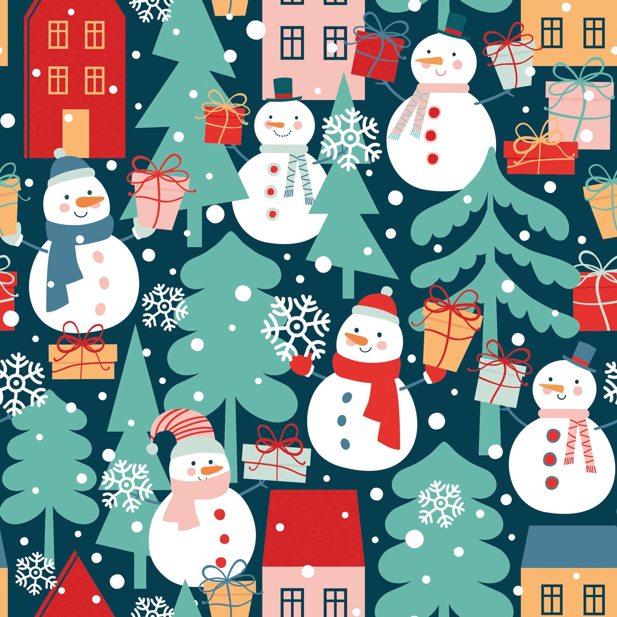 queence Sierkussen Niklas Kussenhoes, sneeuwmannen, kerstbomen, kerst, winterachtig, feestelijk (1 stuk)
