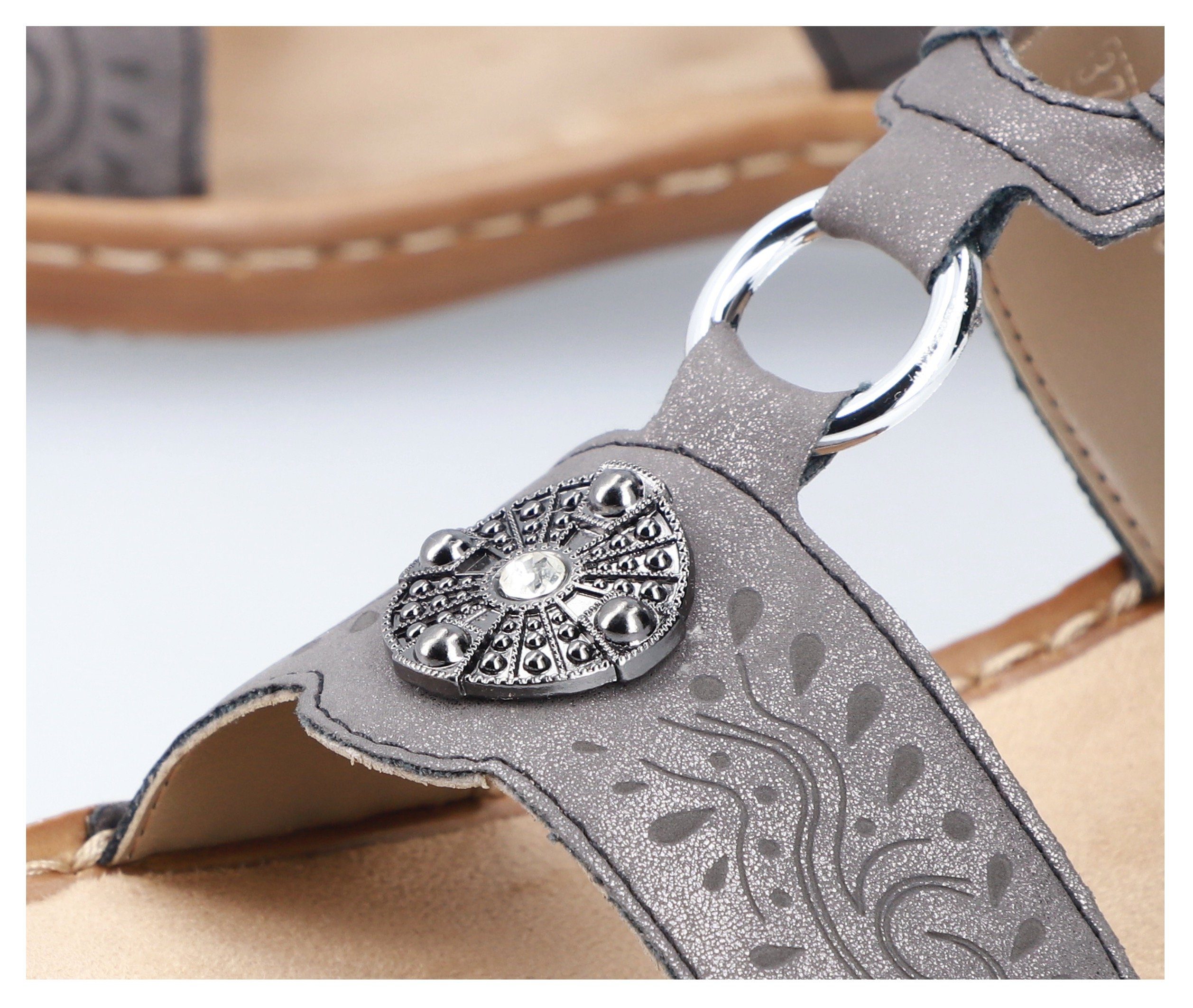 Rieker Slippers sleehak, zomerschoen, pantoffels met juwelenapplicatie