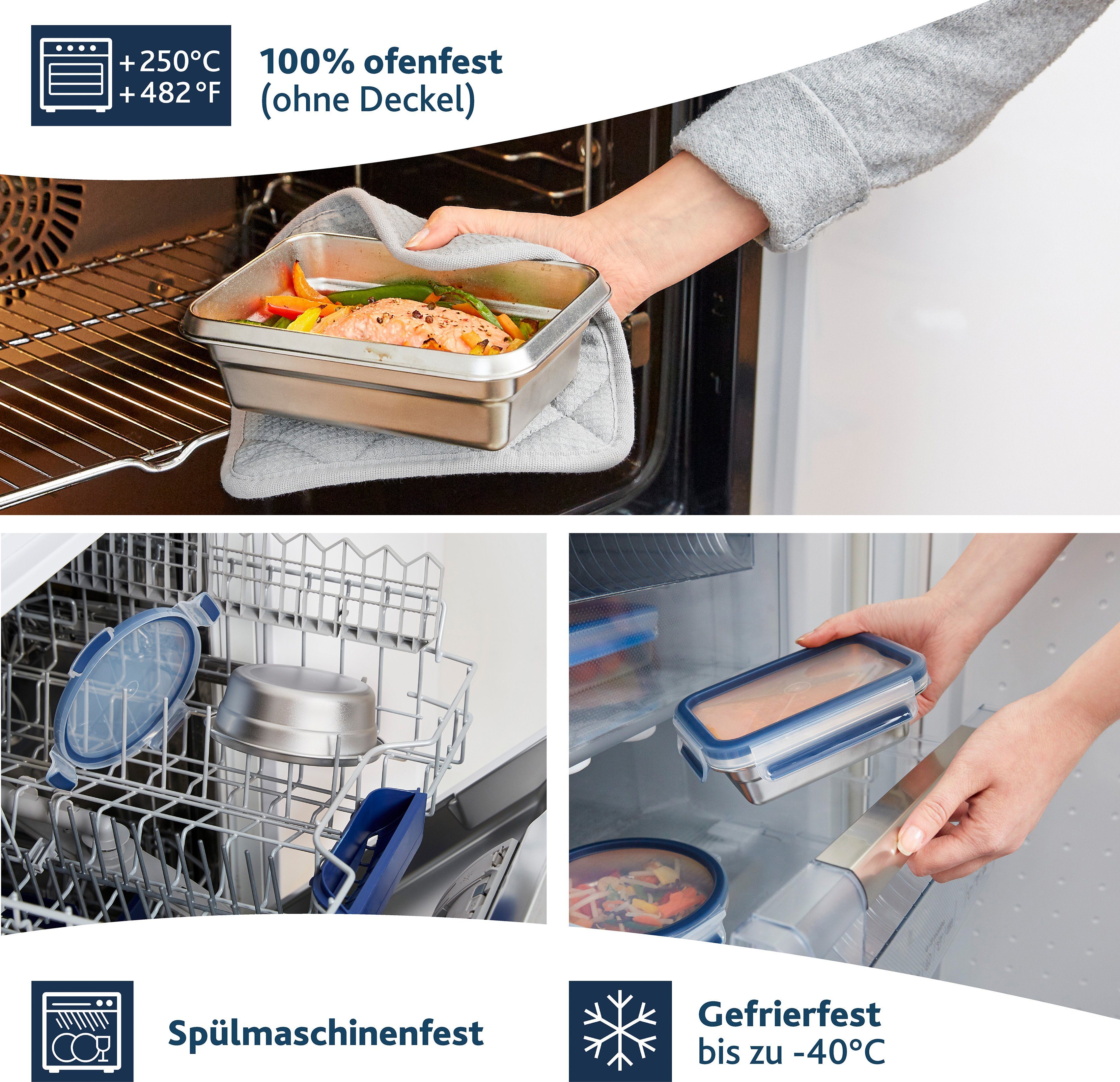 Emsa Vershoudtrommel Clip & Close Roestvrij staal, vorst-, vaatwasser- en ovenbestendig (set, 1-delig)