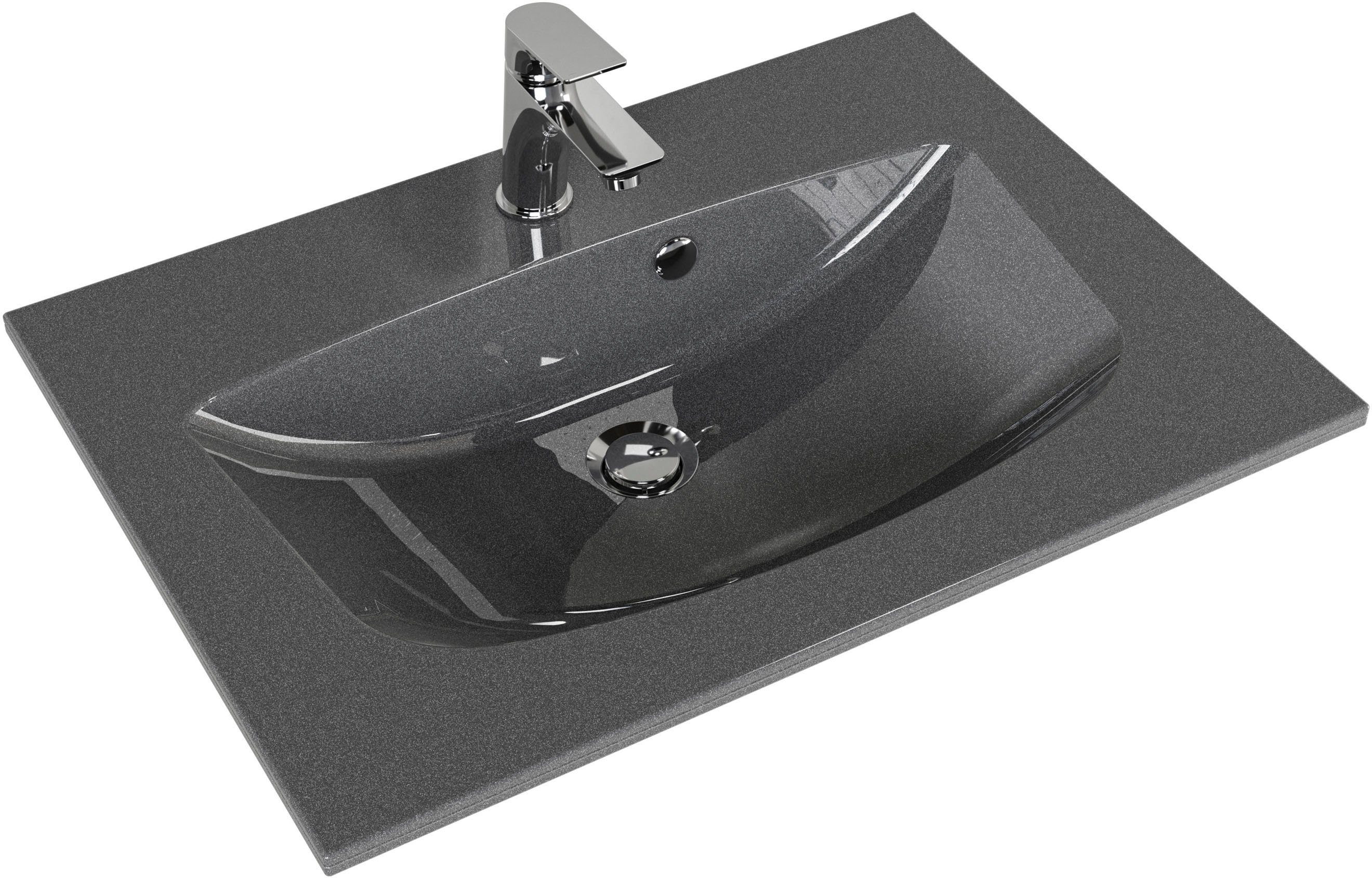 Saphir Wastafelonderkast Serie 6025 mineraalmarmeren wastafel met onderkast, 67 cm breed (2-delig)