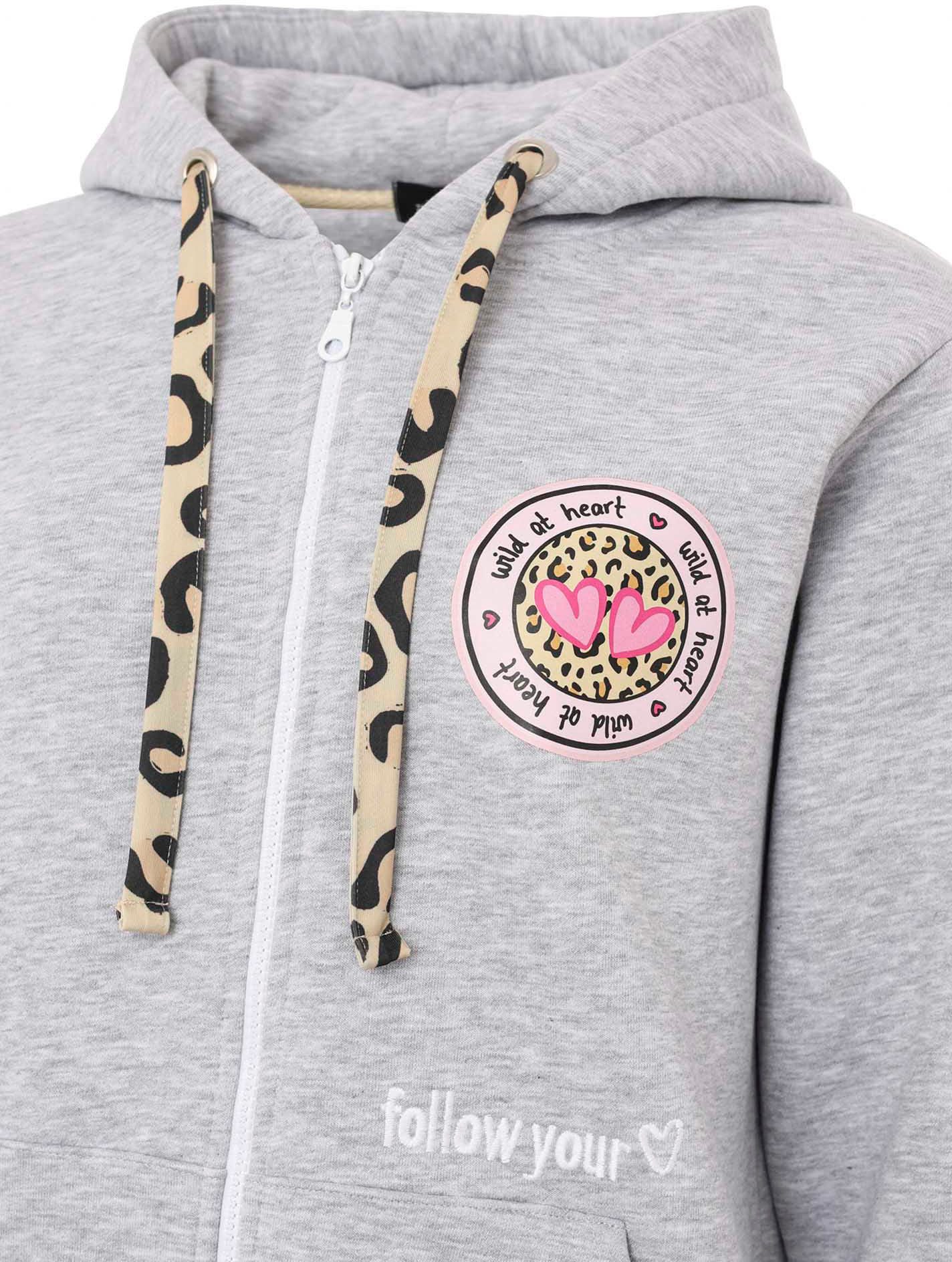 Zwillingsherz Capuchonsweatvest met bindbanden in leeuw-look