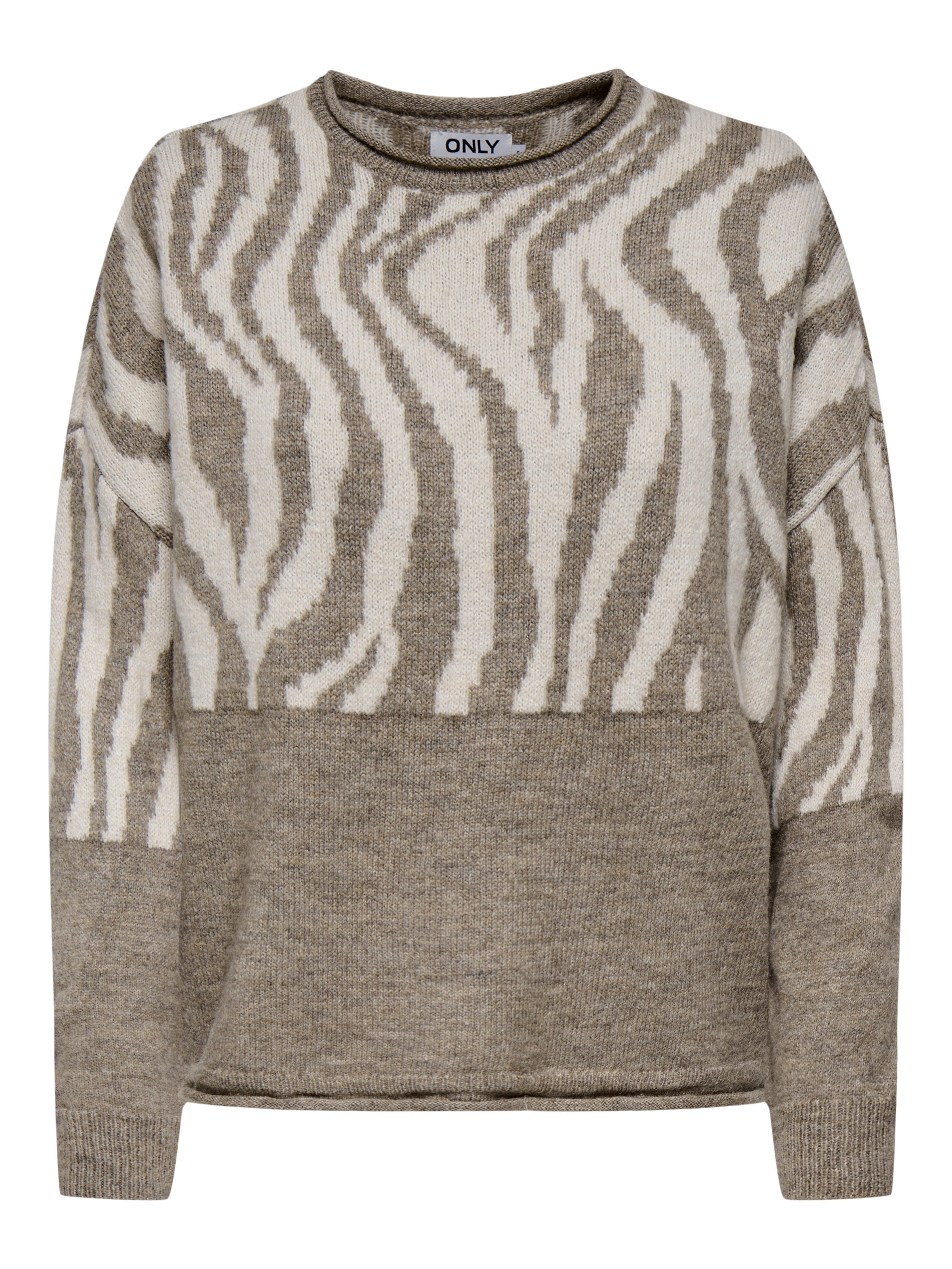 Only Trui met ronde hals ONLJADE ANIMAL LS O-NECK NOOS KNT