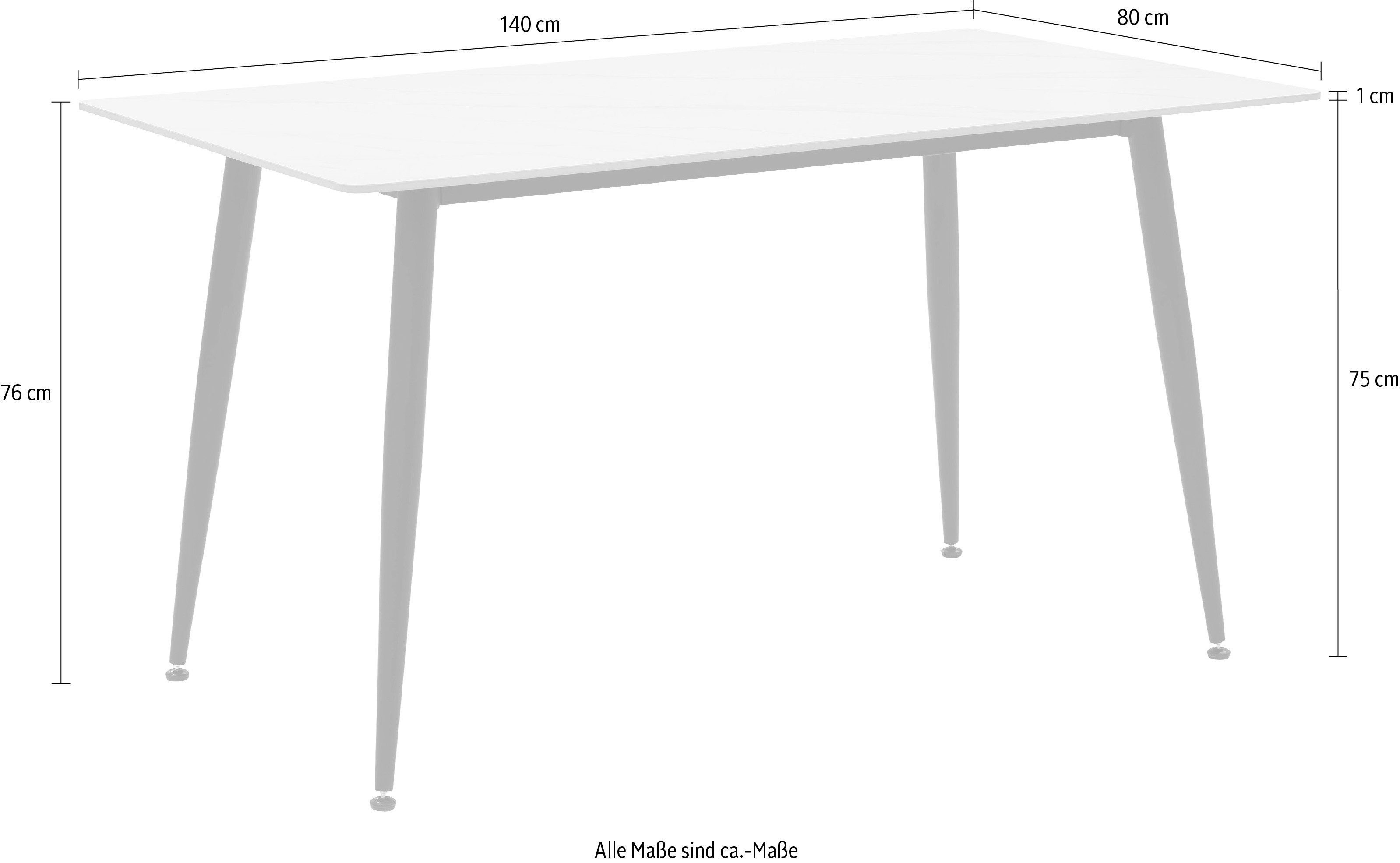 HELA Eettafel ALIZIA 12 mm gesinterde steen, breedte 140 cm