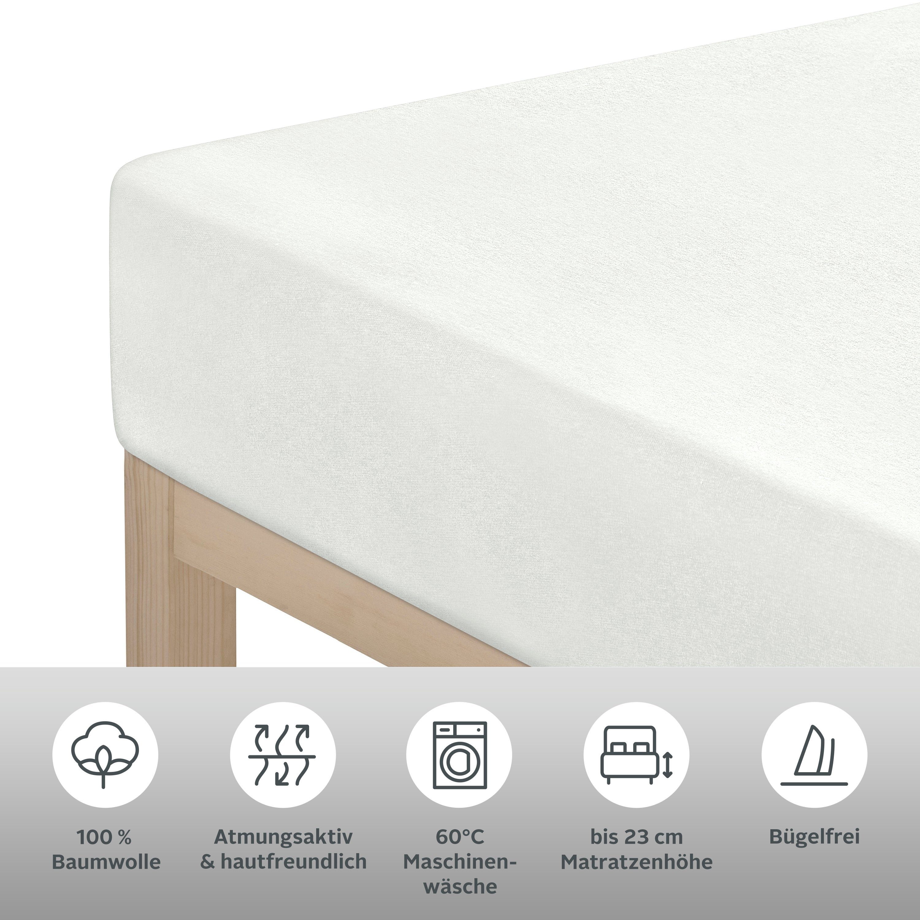 andas Hoeslaken Greta in mt. 90x200, 140x200 of 180x200 cm van katoen, voor matrassen tot 23 cm hoogte, laken, hoeslaken (1 stuk)