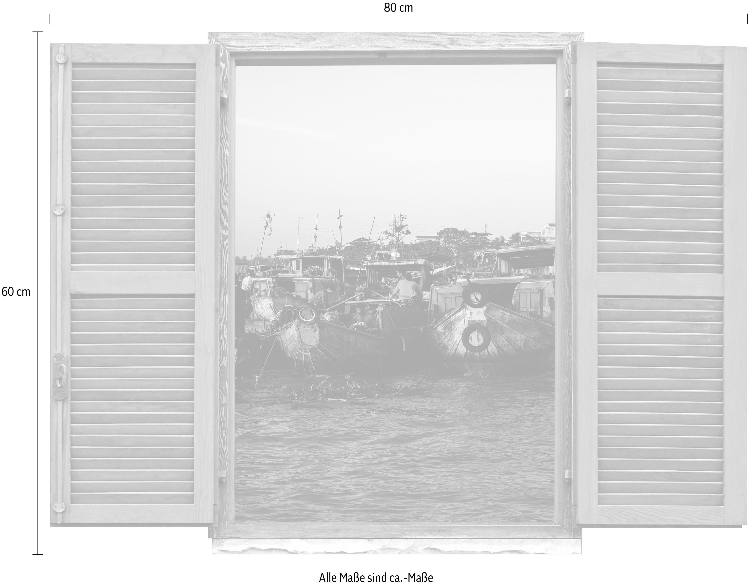 queence Wandfolie Haven Muursticker, muurdecoratie, zelfklevend, 3D, raam (1 stuk)