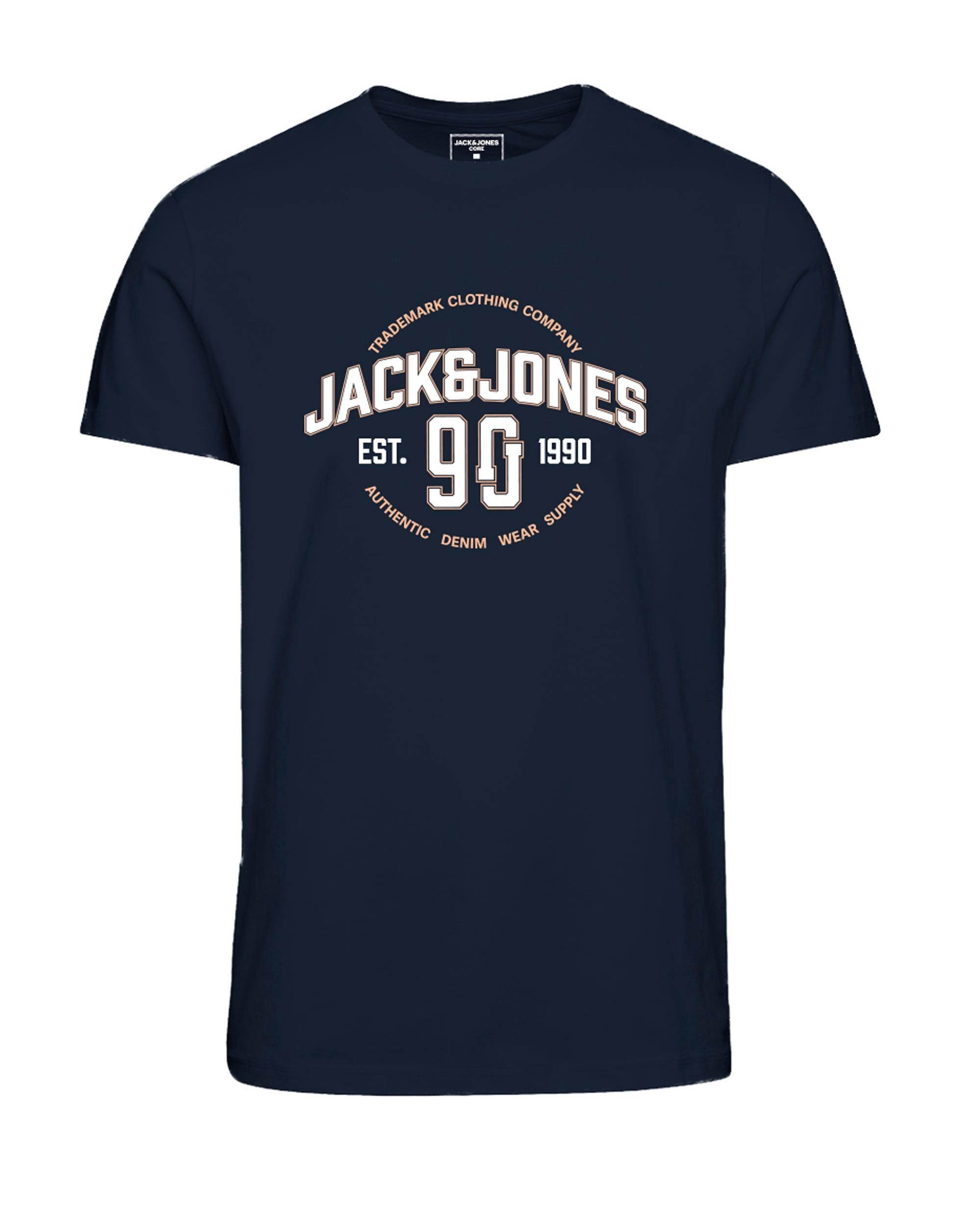 Jack & jones JUNIOR T-shirt JJMINDS met logo donkerblauw Jongens Katoen Ronde hals 116