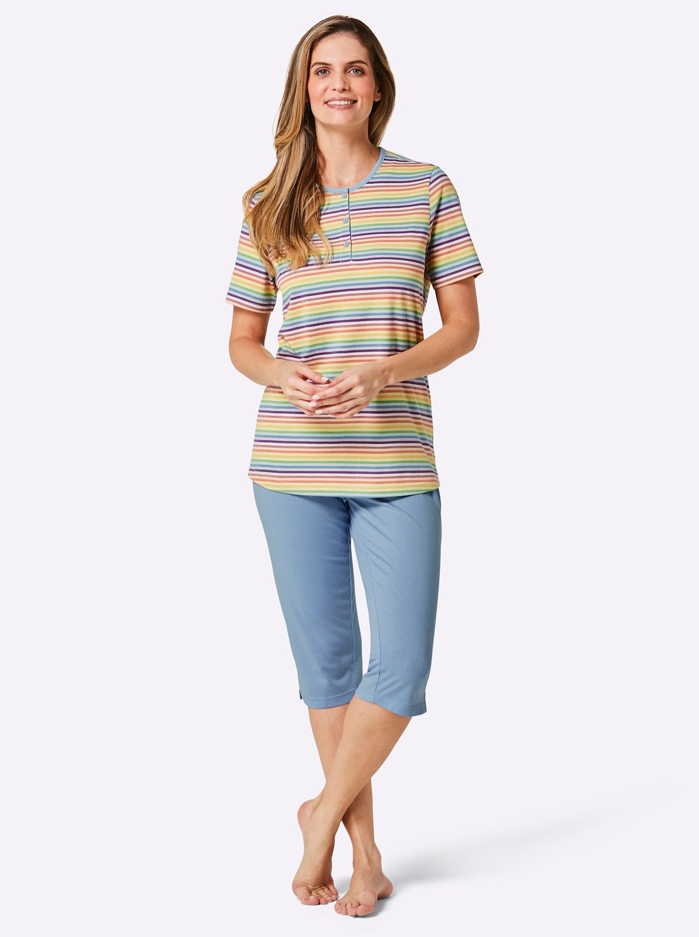 wäschepur Capripyjama dames nachtkleding maat 40/42 multicolor