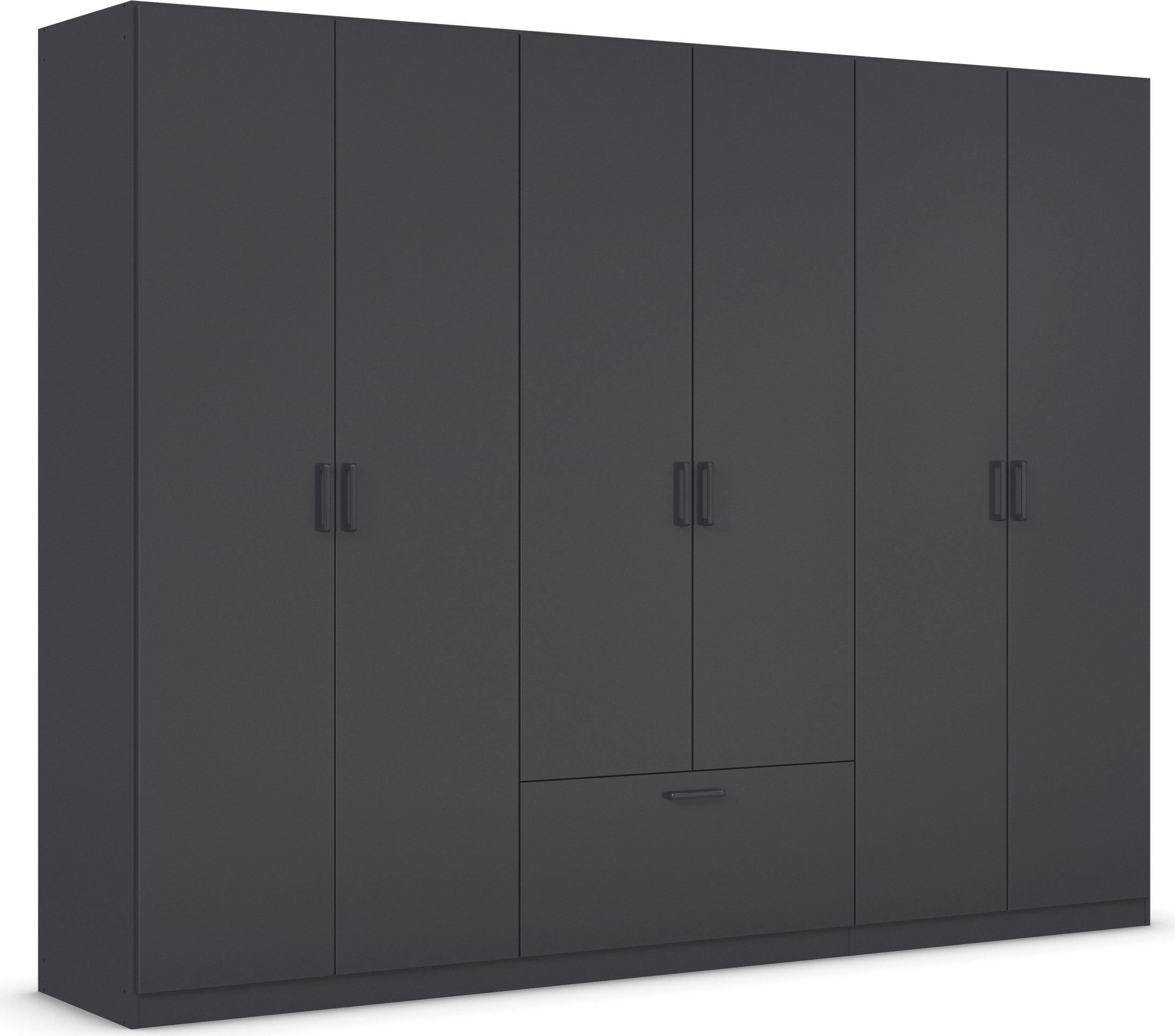 rauch Draaideurkast Kledingkast kast garderobe waskast BARI met lades in het midden, moderne greep in grijs metallic made in germany