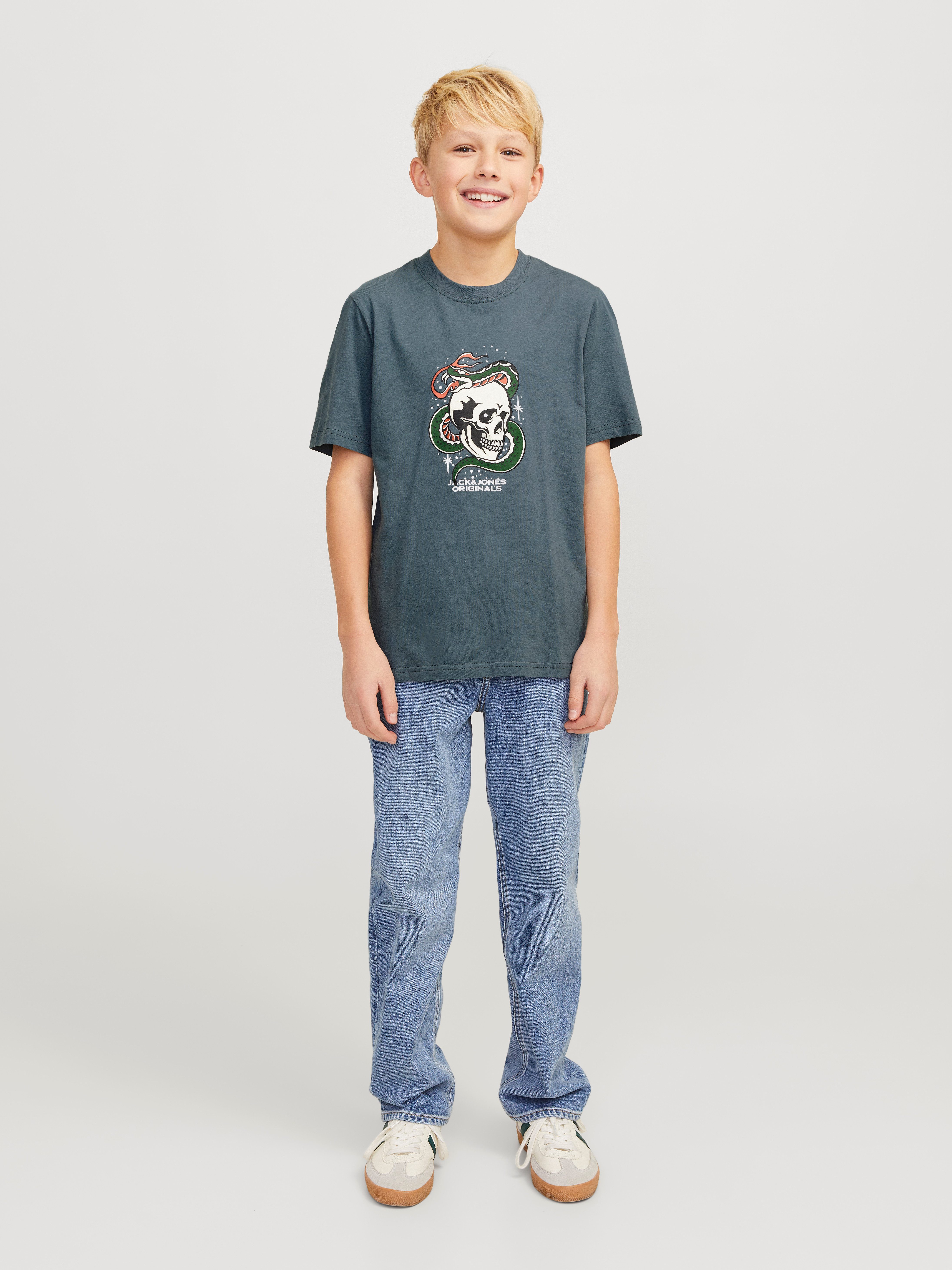 Jack & Jones Junior T-shirt JORANATOMY SKULL TEE SS CREW NECK SN JNR