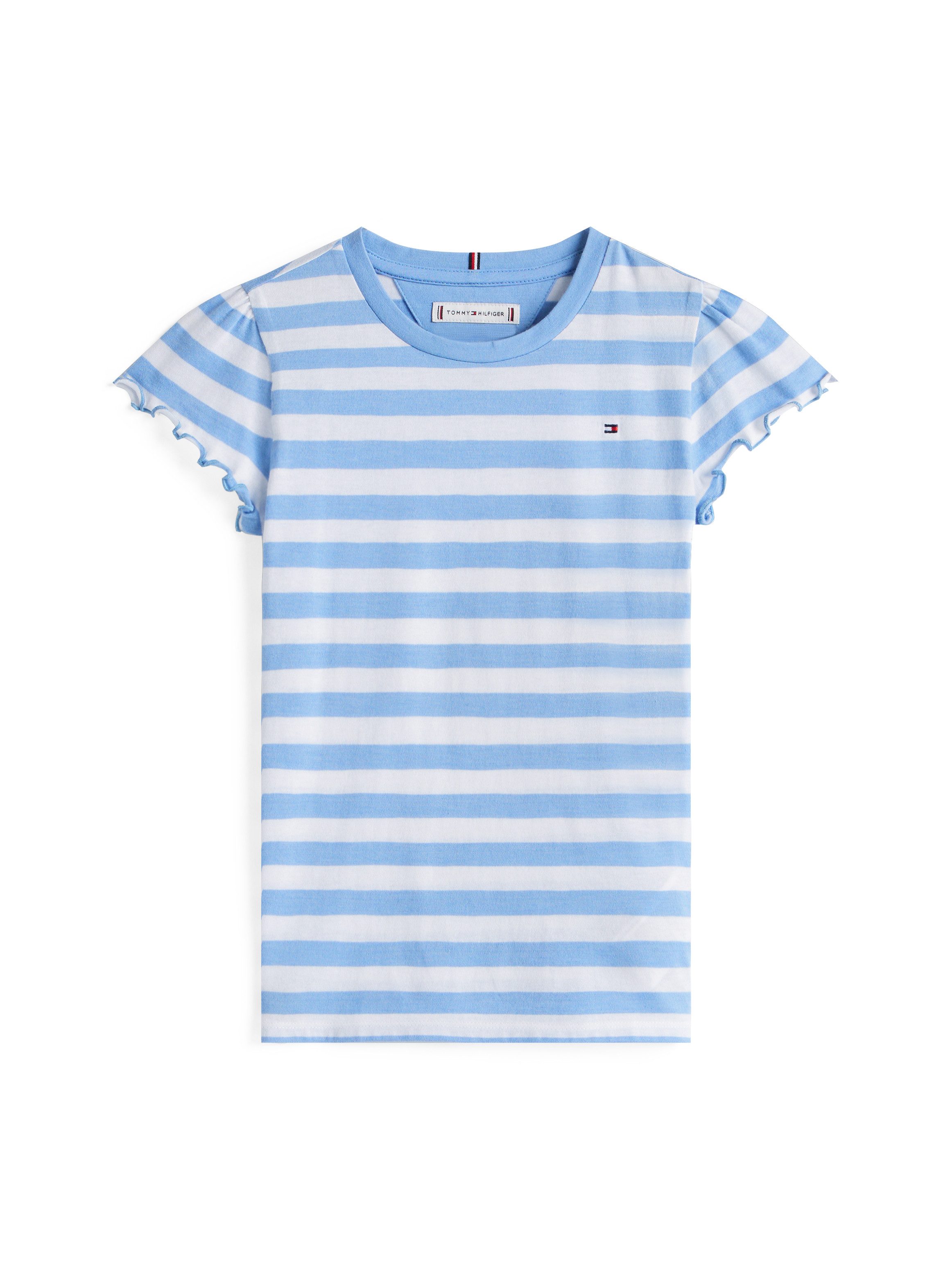 Tommy Hilfiger T-shirt ESSENTIAL STRIPE RUFFLE TOP SS voor kinderen tot 16 jaar, met golvende rand