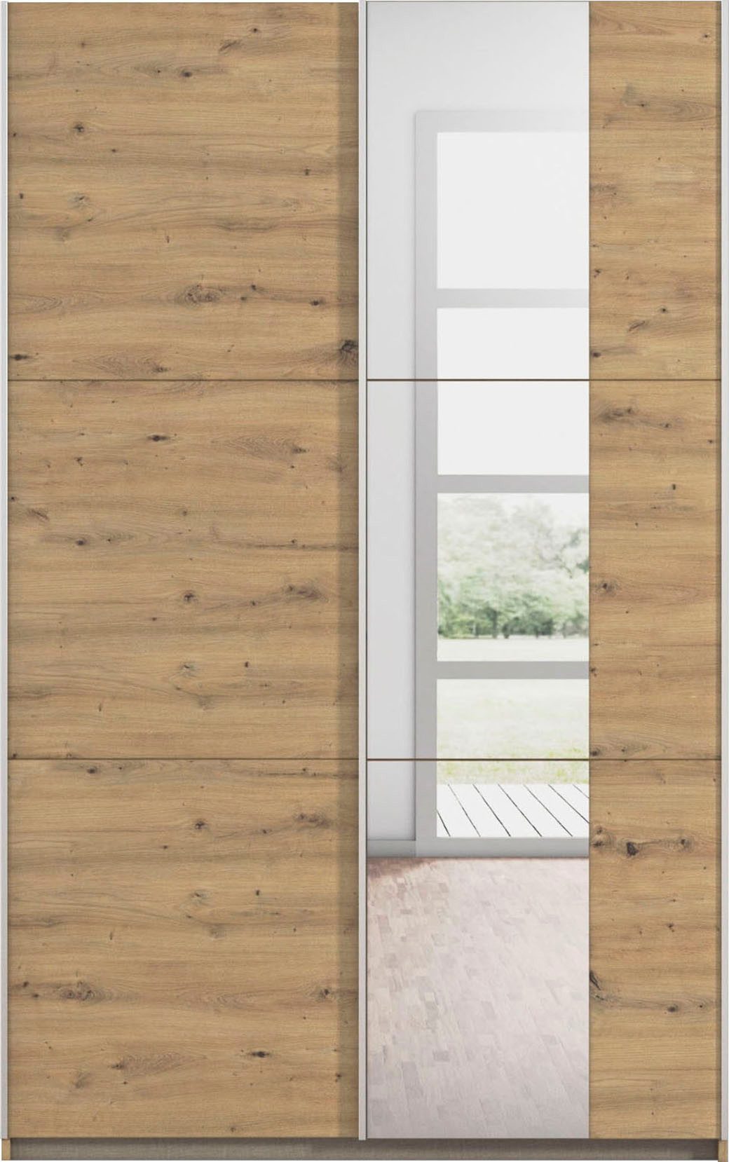 rauch Zweefdeurkast Kledingkast draaideurkast kast garderobe KRONACH TOPSELLER met spiegel en veel opbergruimte, metalen greepstrips, made in germany