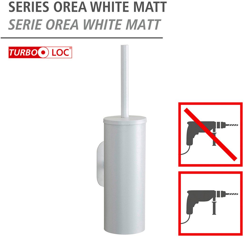 WENKO Toiletset Turbo-Loc® model Orea met toiletborstel, wandbevestiging zonder boren, roestvrij staal