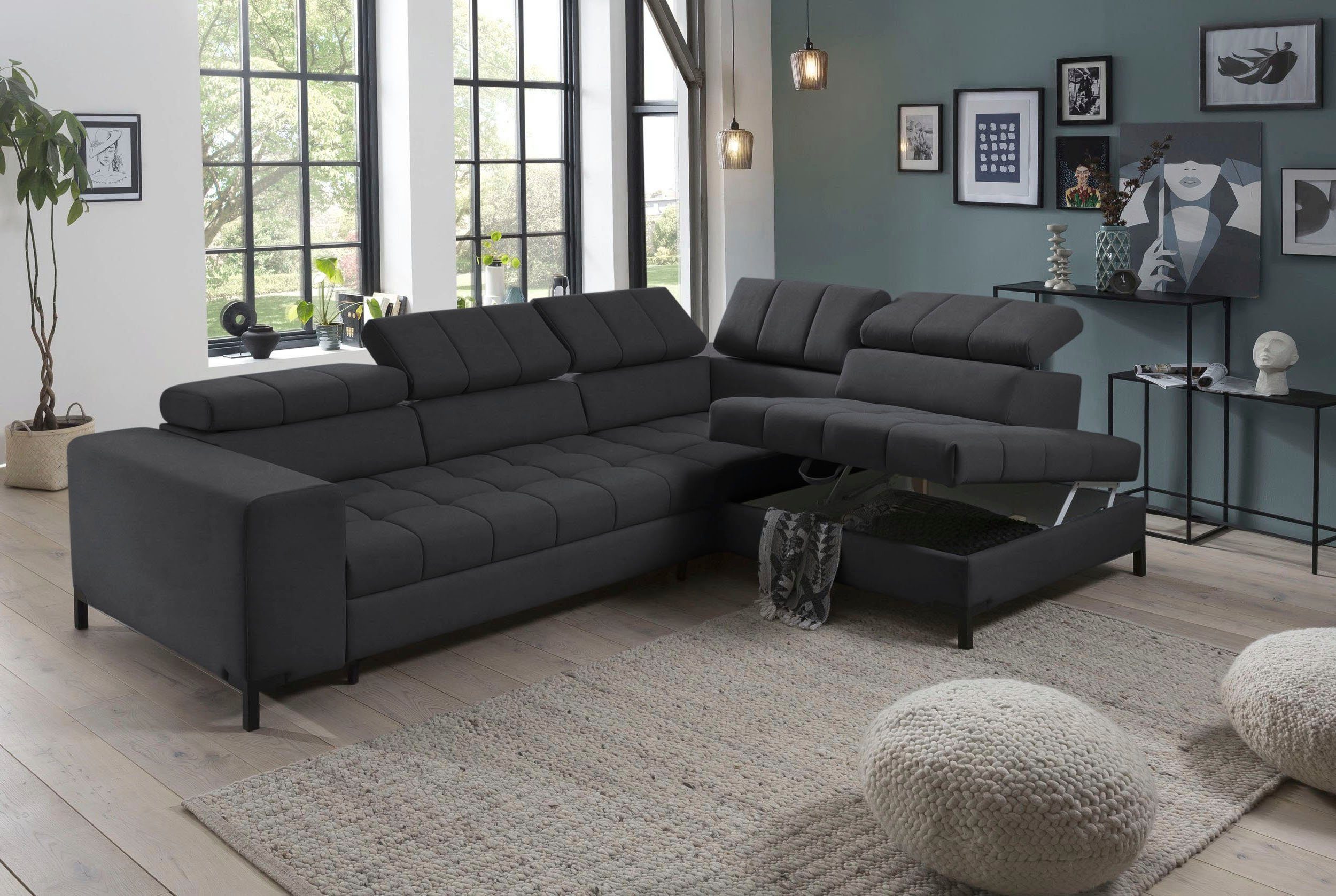 exxpo - sofa fashion Hoekbank Bocco, hoogwaardige afwerking, geweldig zitcomfort, comfortabel, L-vorm
