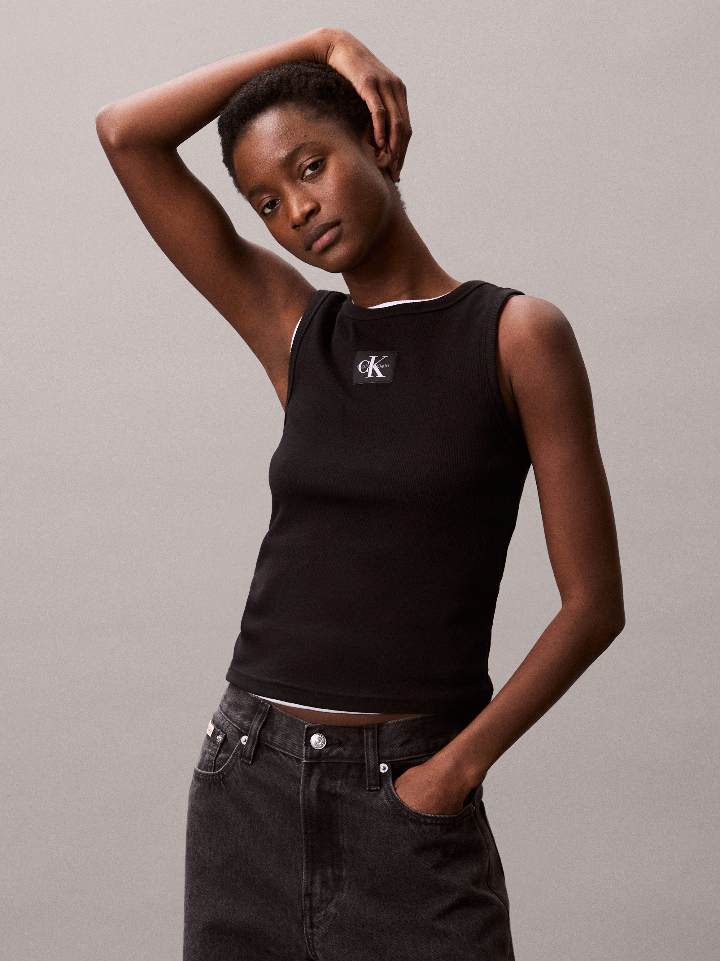 Calvin Klein Tanktop A - WVN LBL 2X2 CTTN