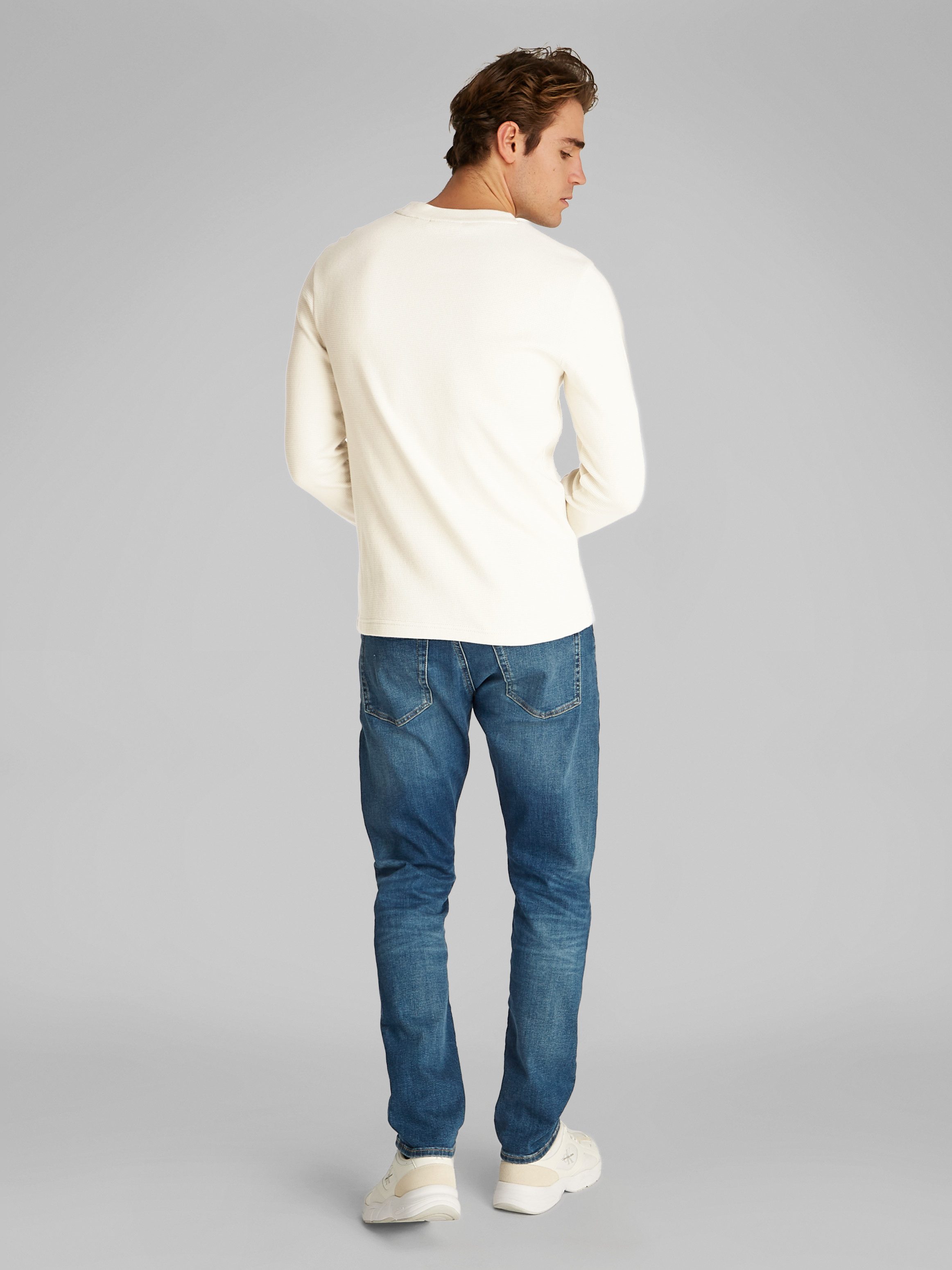 Calvin Klein Shirt met lange mouwen WOVEN LABEL WAFFLE LS TEE