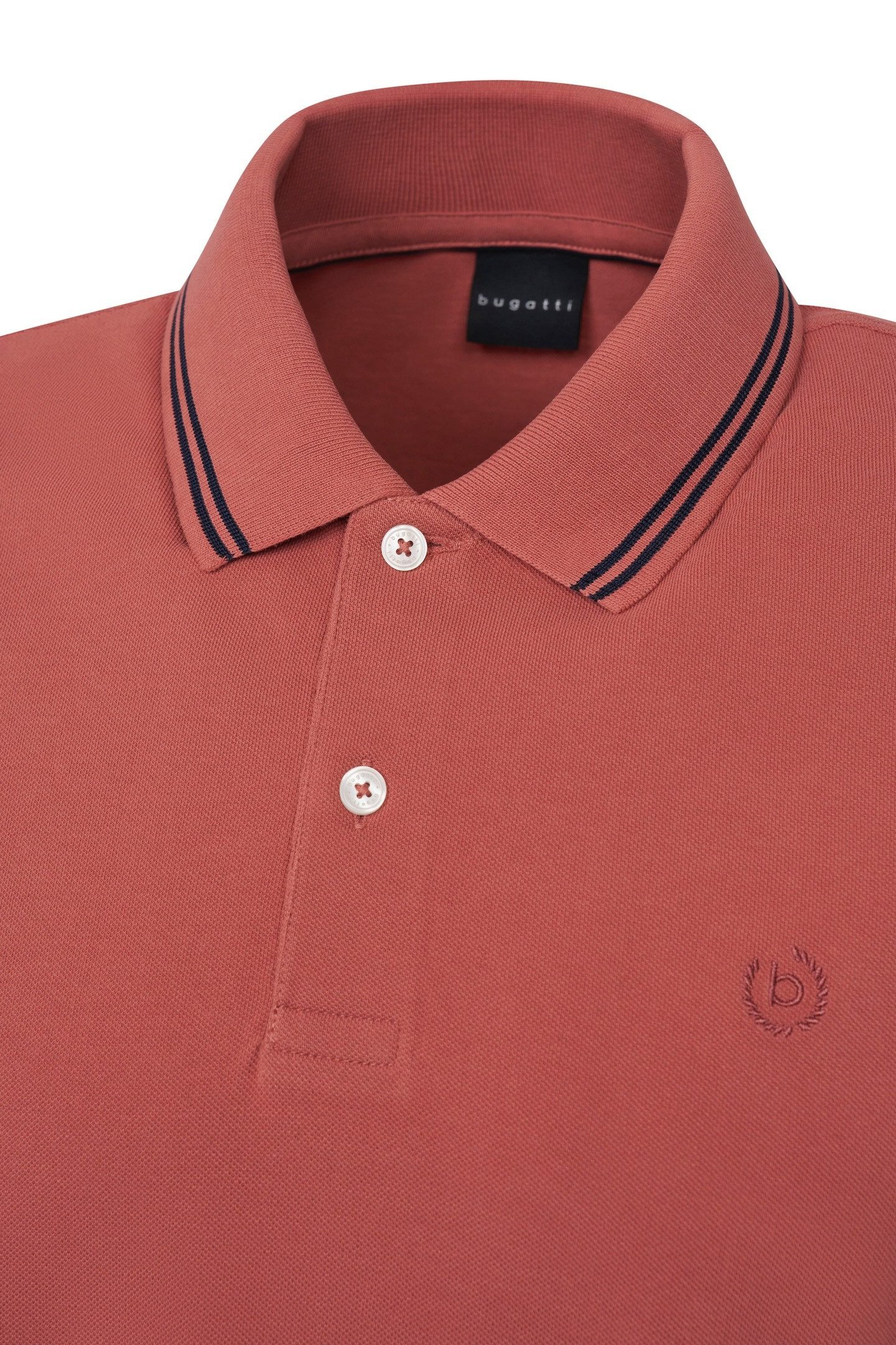Bugatti Poloshirt met contraststrepen en borstborduursel